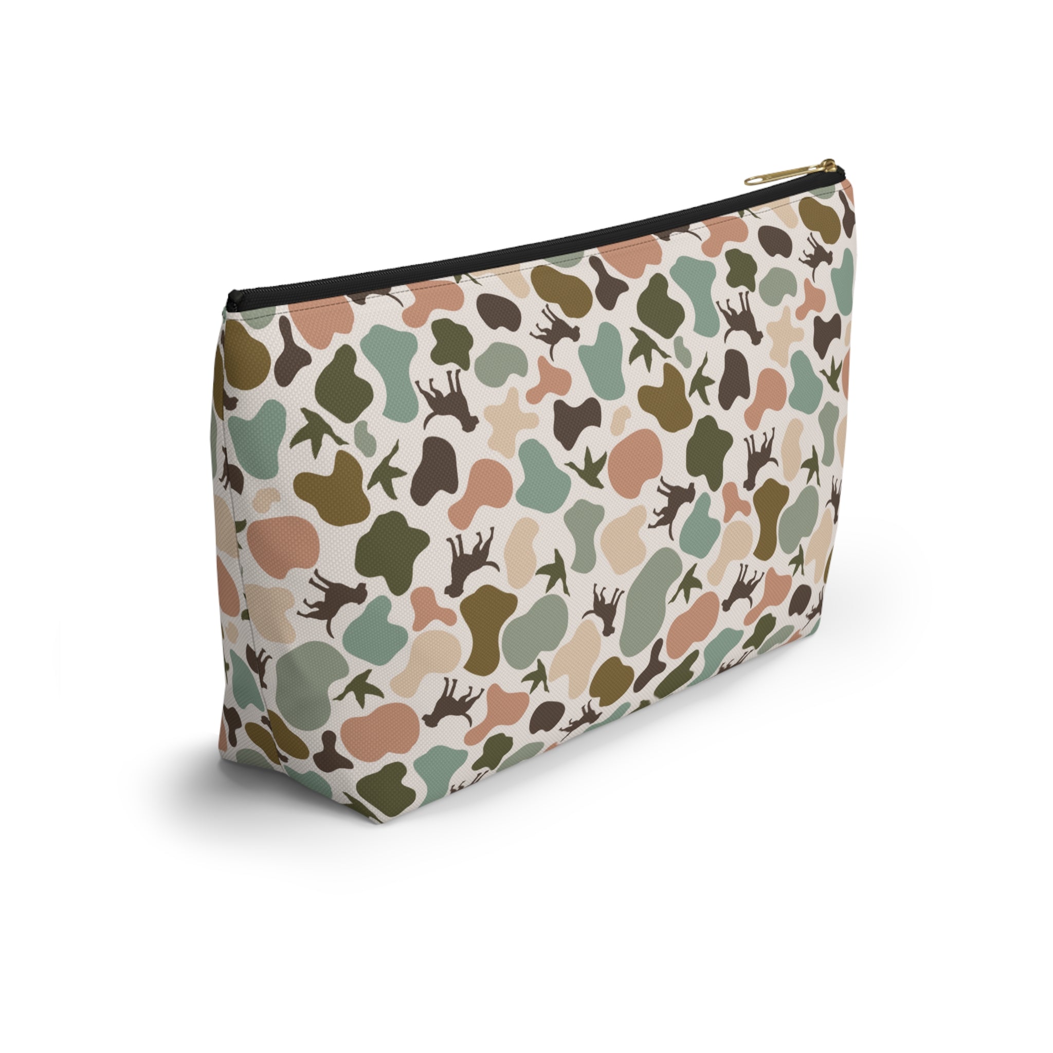 Duck Dog Camo Accessory Pouch, Trendy Makeup Bag, Military Style Zipper Pouch, Perfect for Travel & Gifts, Camouflage Organizer