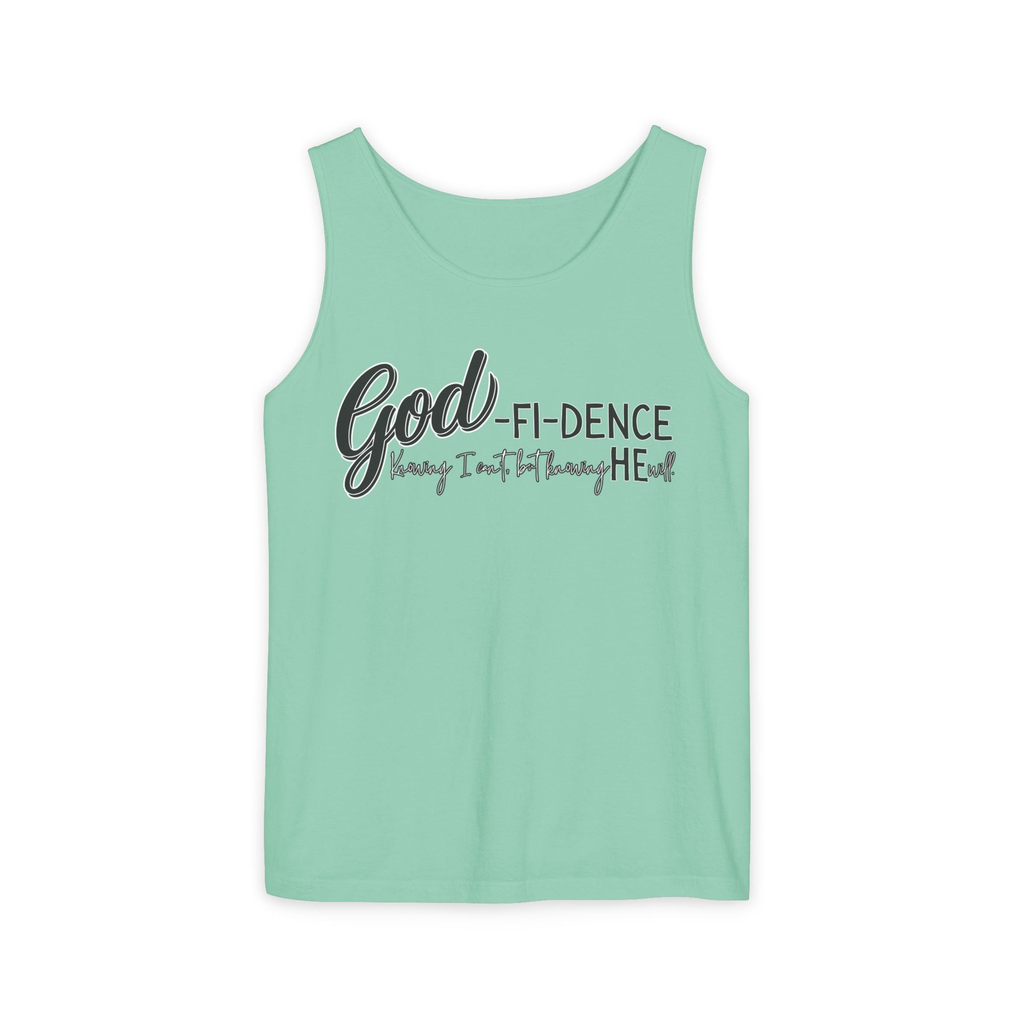 God-Fi-dence Garment-Dyed Tank Top | Faith-Inspired Summer Apparel, Christian Gifts, Casual Wear, Workout Tank, Inspirational Quotes