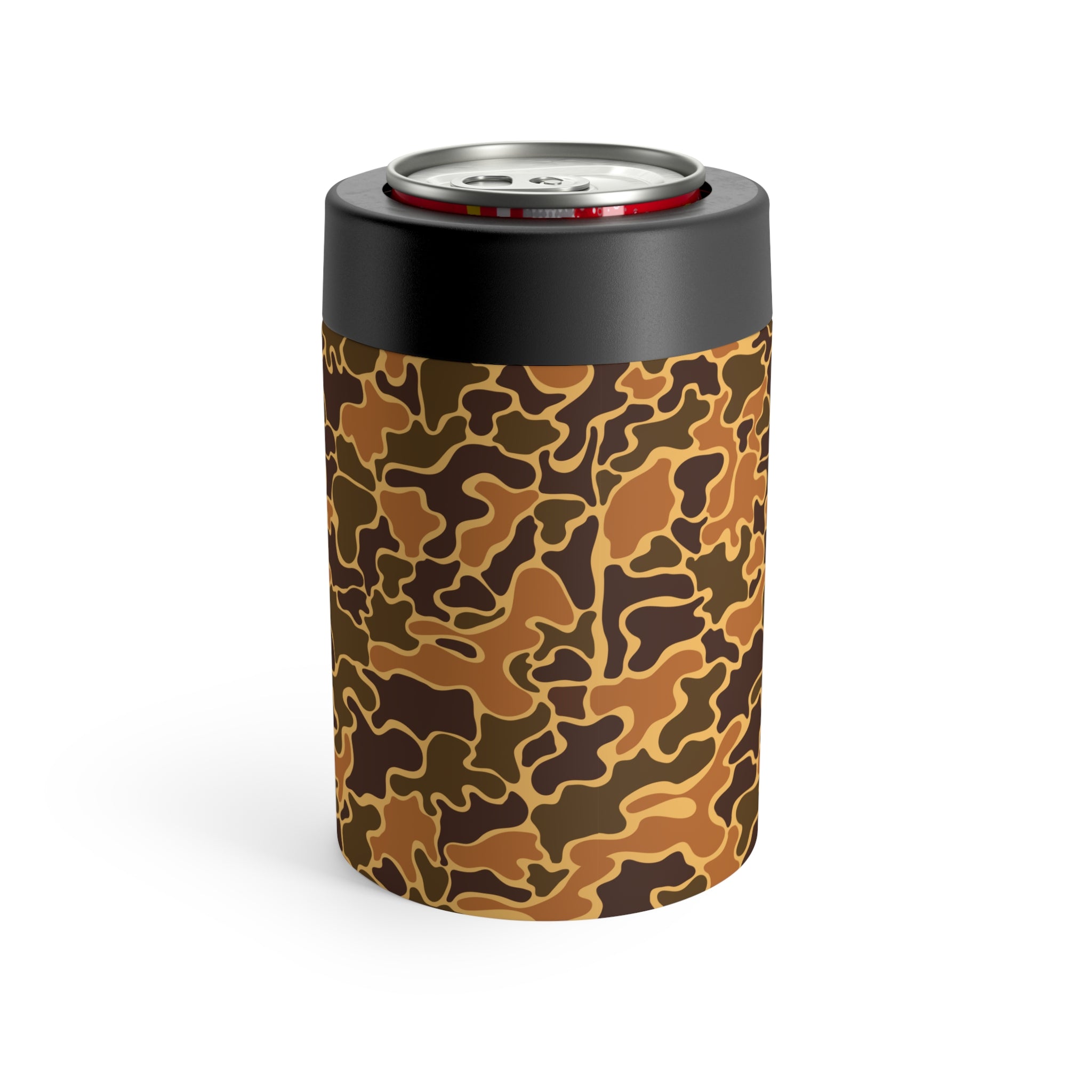 Brown Camo Can Holder, Rustic Drink Insulator, Camping Accessory, Outdoor Party Favor, Unique Gifts for Him