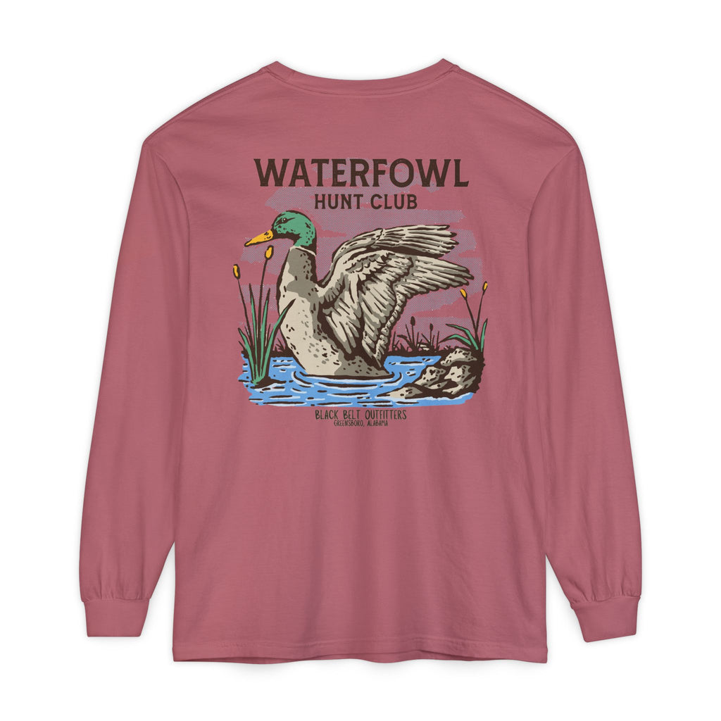 Waterfowl Hunt Club Unisex Garment-Dyed Long Sleeve T-Shirt, Casual Wear, Gift for Him/Her, Streetwear, Everyday Comfort, Comfortable Layering