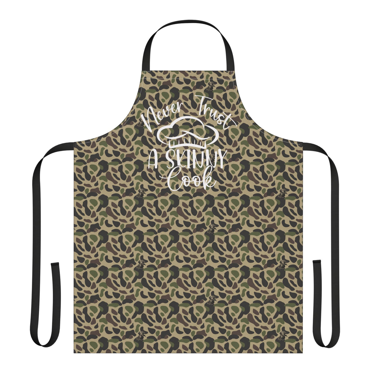 RiverDog Duck Hunting Camo Chef Apron — "Never Trust a Skinny Cook" Camouflage Kitchen Apron