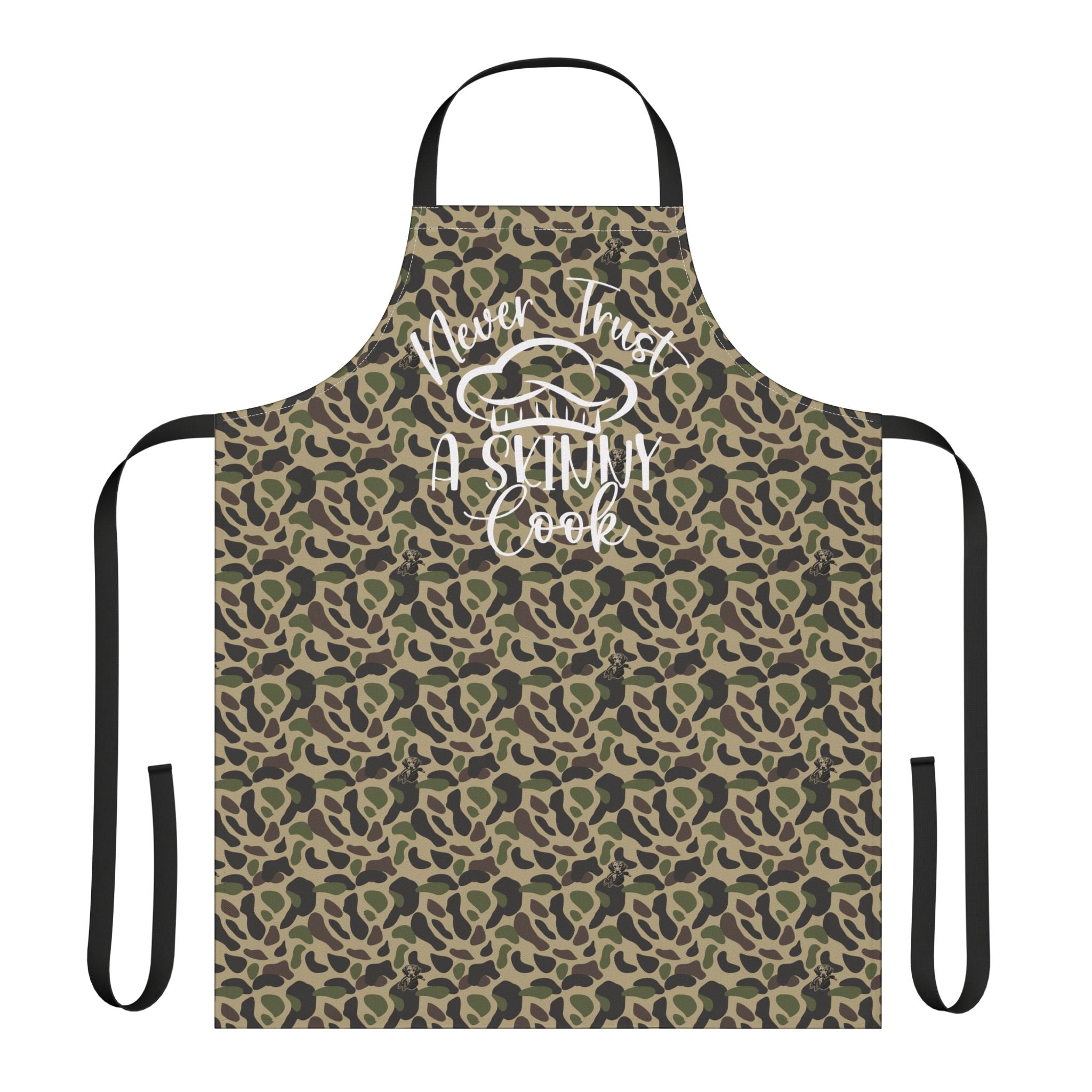 RiverDog Duck Hunting Camo Chef Apron — "Never Trust a Skinny Cook" Camouflage Kitchen Apron
