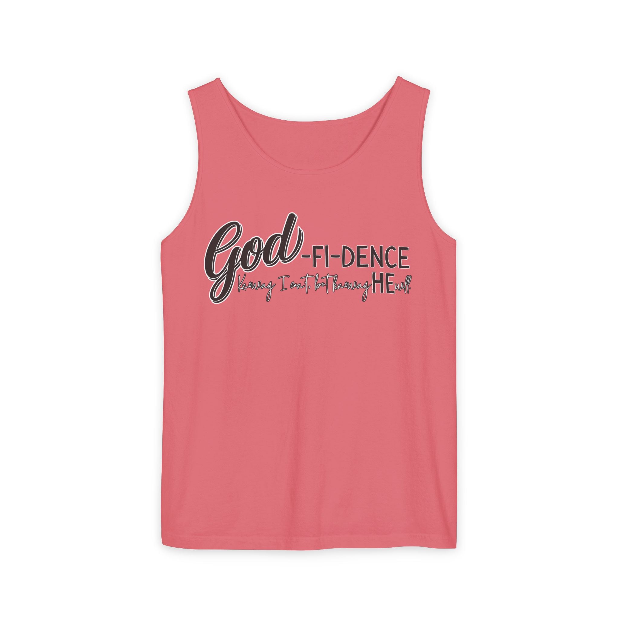 God-Fi-dence Garment-Dyed Tank Top | Faith-Inspired Summer Apparel, Christian Gifts, Casual Wear, Workout Tank, Inspirational Quotes