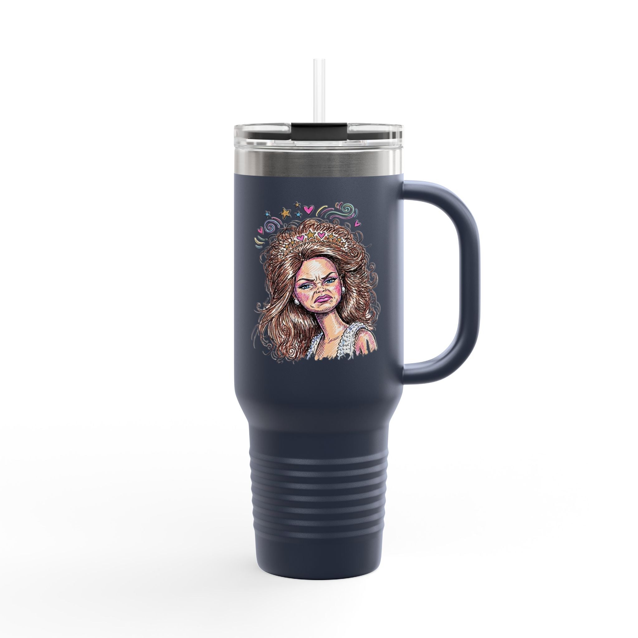40oz Insulated Travel Mug with Illustrated Mad Barbie – Large Stainless Steel Tumbler for Coffee, Tea & On-the-Go