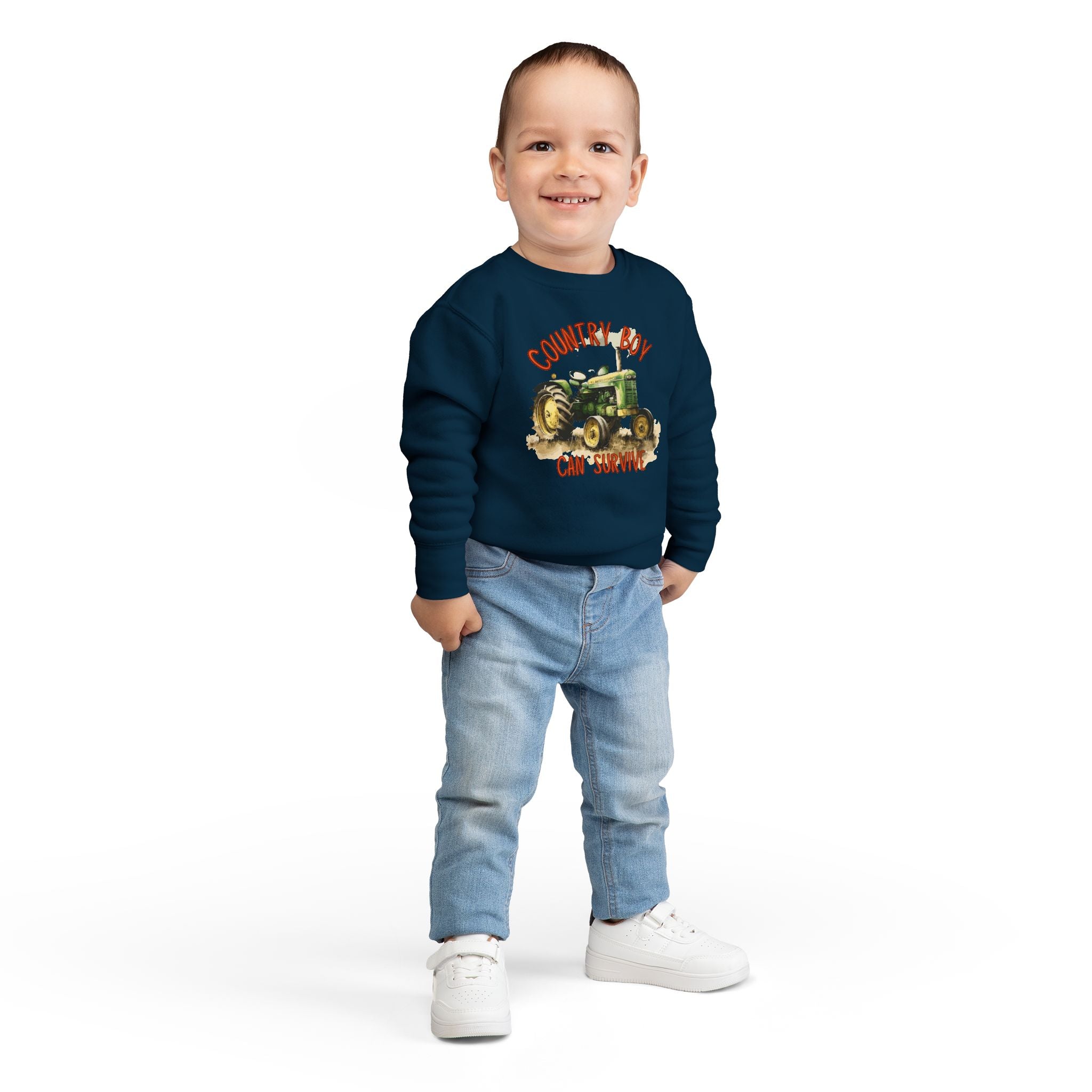 Playful Toddler Sweatshirt ‘Country Boy Will Survive’ Casual Wear, Baby Clothes, Outdoor Adventures, Birthday Gift, Spring Fashion