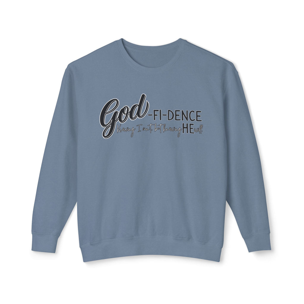 GOD-fi-dence Comfort Crewneck Sweatshirt - Godfidence Quote, Inspirational Gift, Cozy Apparel, Casual Wear, Unisex Style