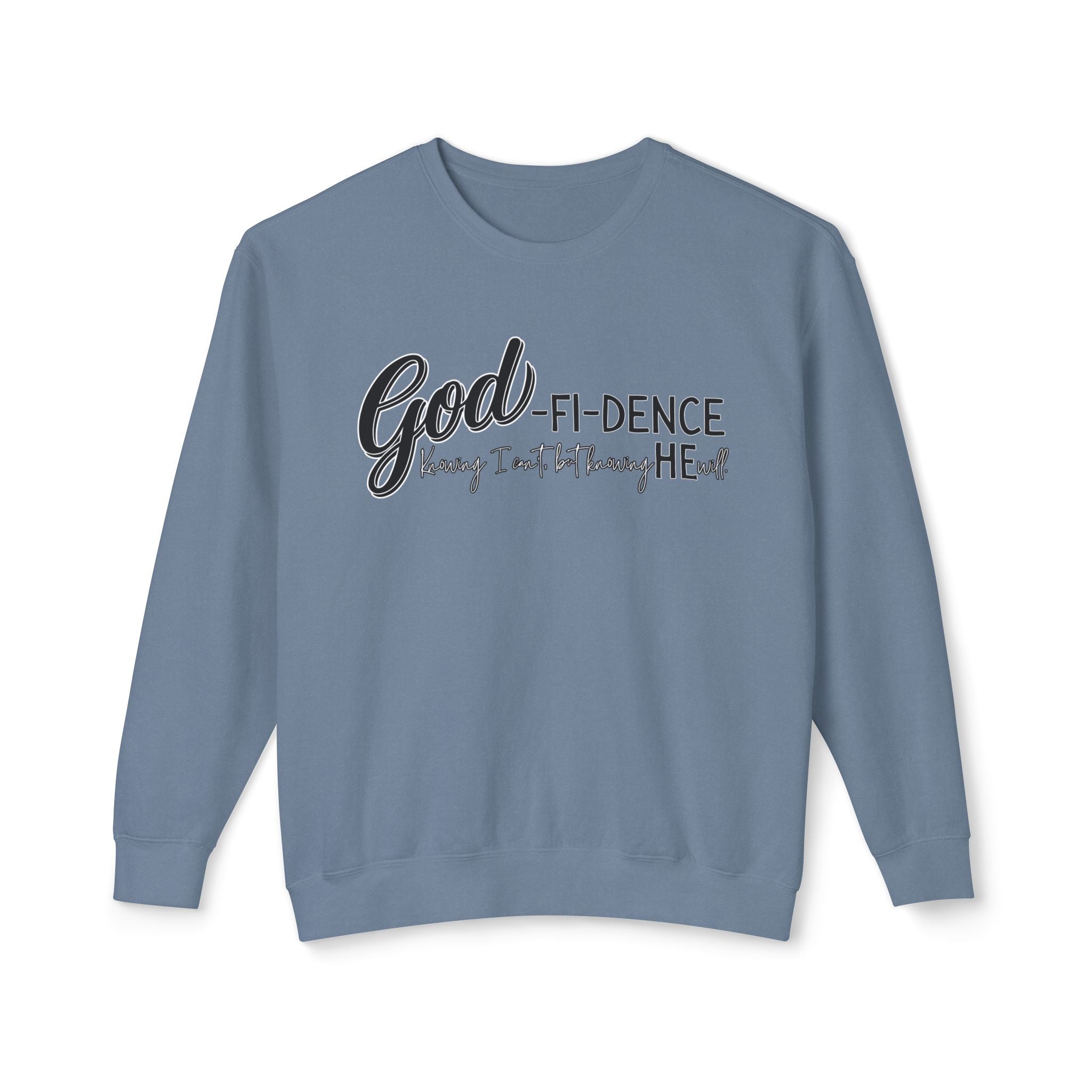 GOD-fi-dence Comfort Crewneck Sweatshirt - Godfidence Quote, Inspirational Gift, Cozy Apparel, Casual Wear, Unisex Style
