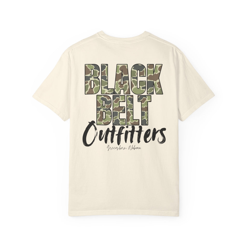 Black Belt Outfitters Camo Logo Unisex Garment-Dyed Pocket T-Shirt