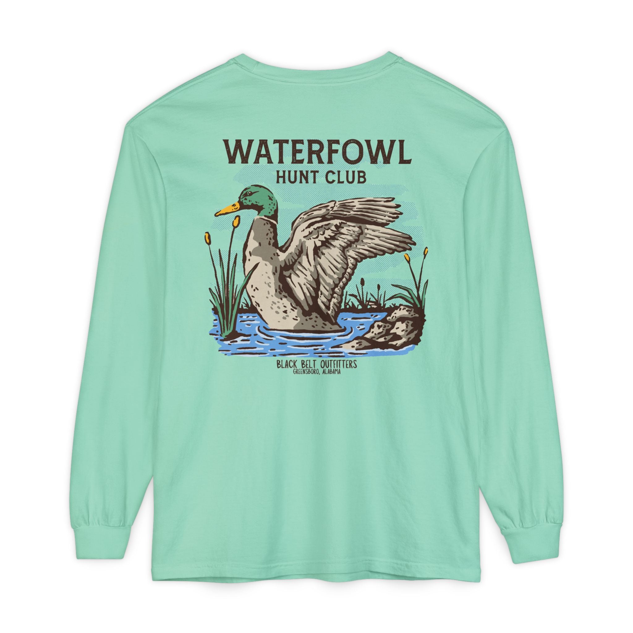 Waterfowl Hunt Club Unisex Garment-Dyed Long Sleeve T-Shirt, Casual Wear, Gift for Him/Her, Streetwear, Everyday Comfort, Comfortable Layering
