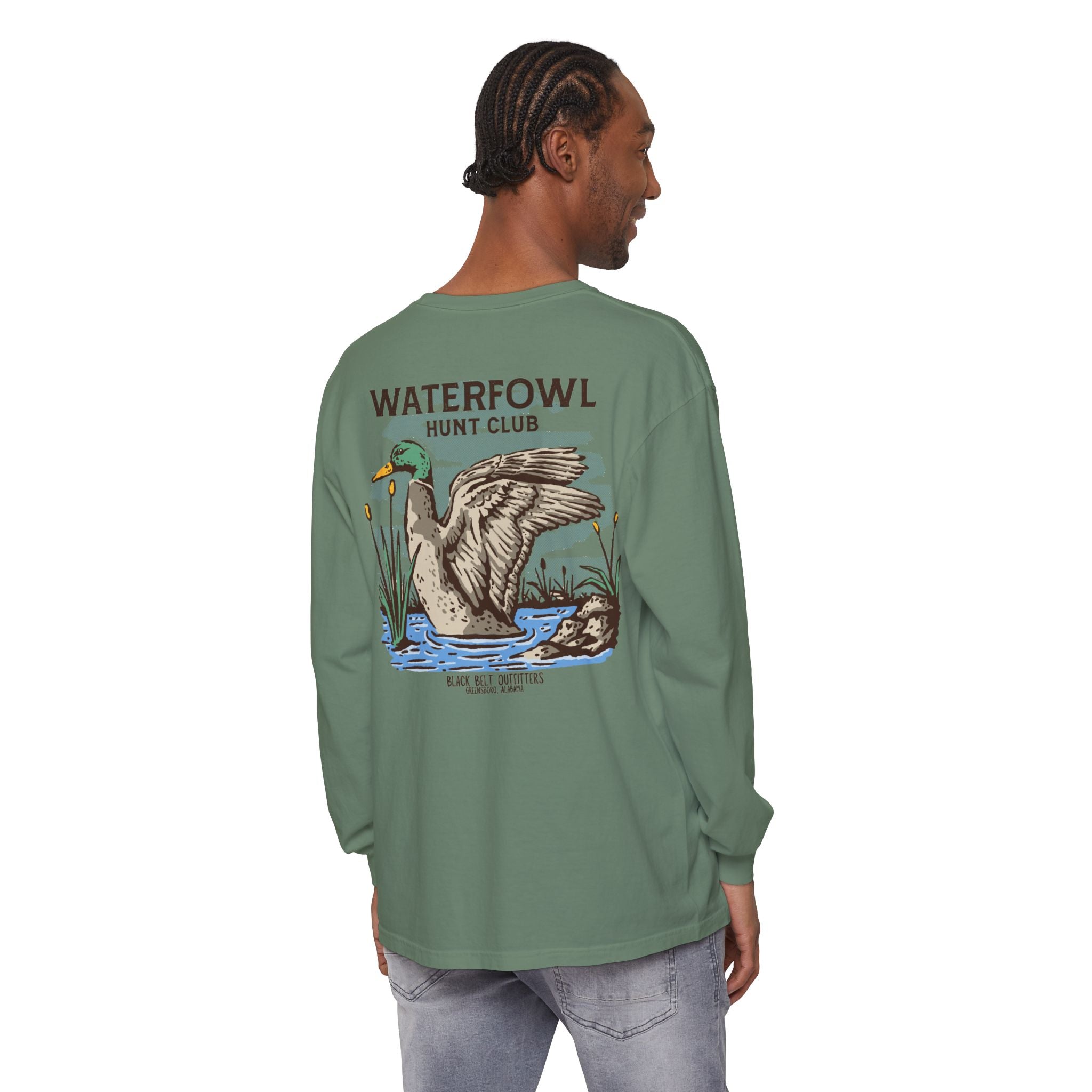Waterfowl Hunt Club Unisex Garment-Dyed Long Sleeve T-Shirt, Casual Wear, Gift for Him/Her, Streetwear, Everyday Comfort, Comfortable Layering
