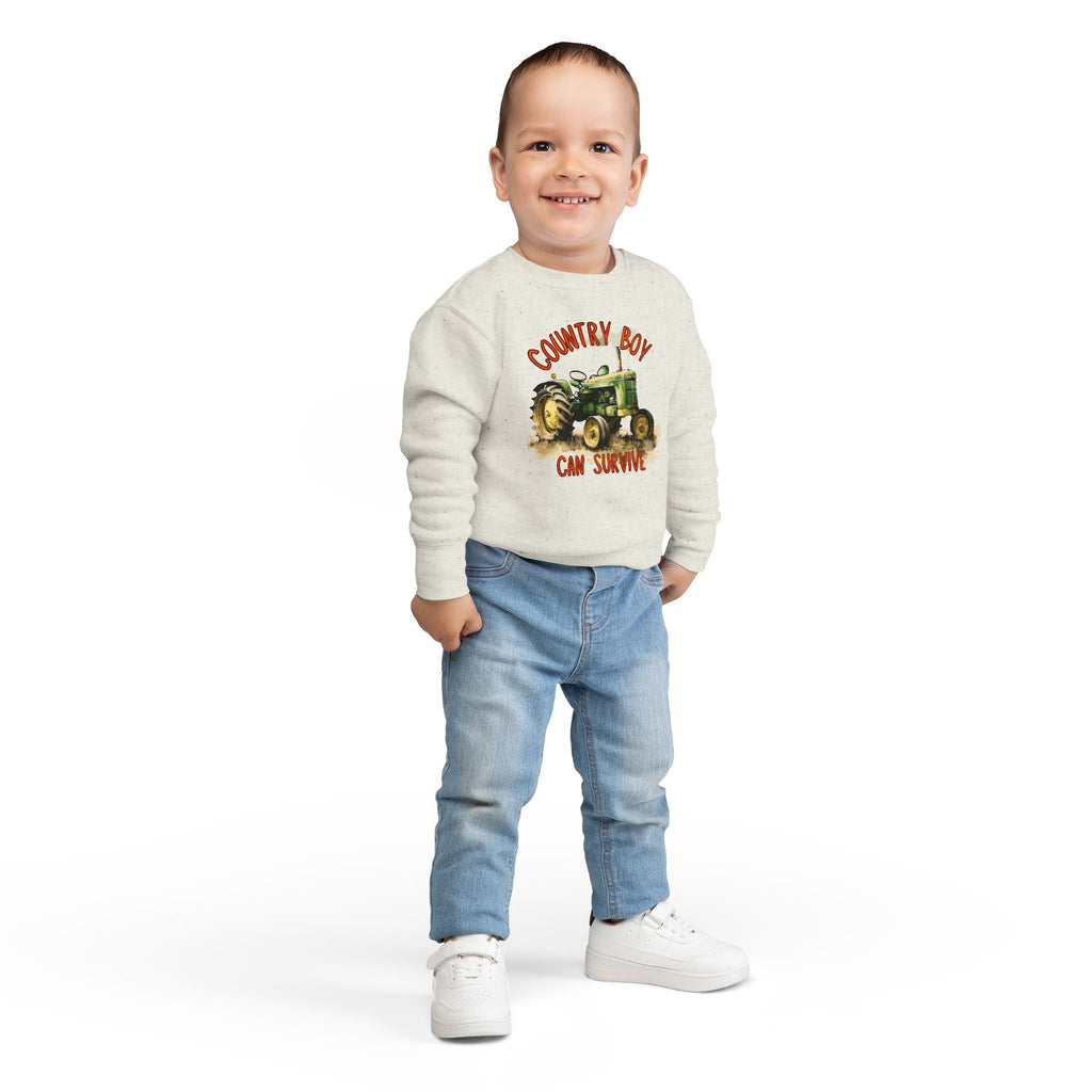 Playful Toddler Sweatshirt ‘Country Boy Will Survive’ Casual Wear, Baby Clothes, Outdoor Adventures, Birthday Gift, Spring Fashion