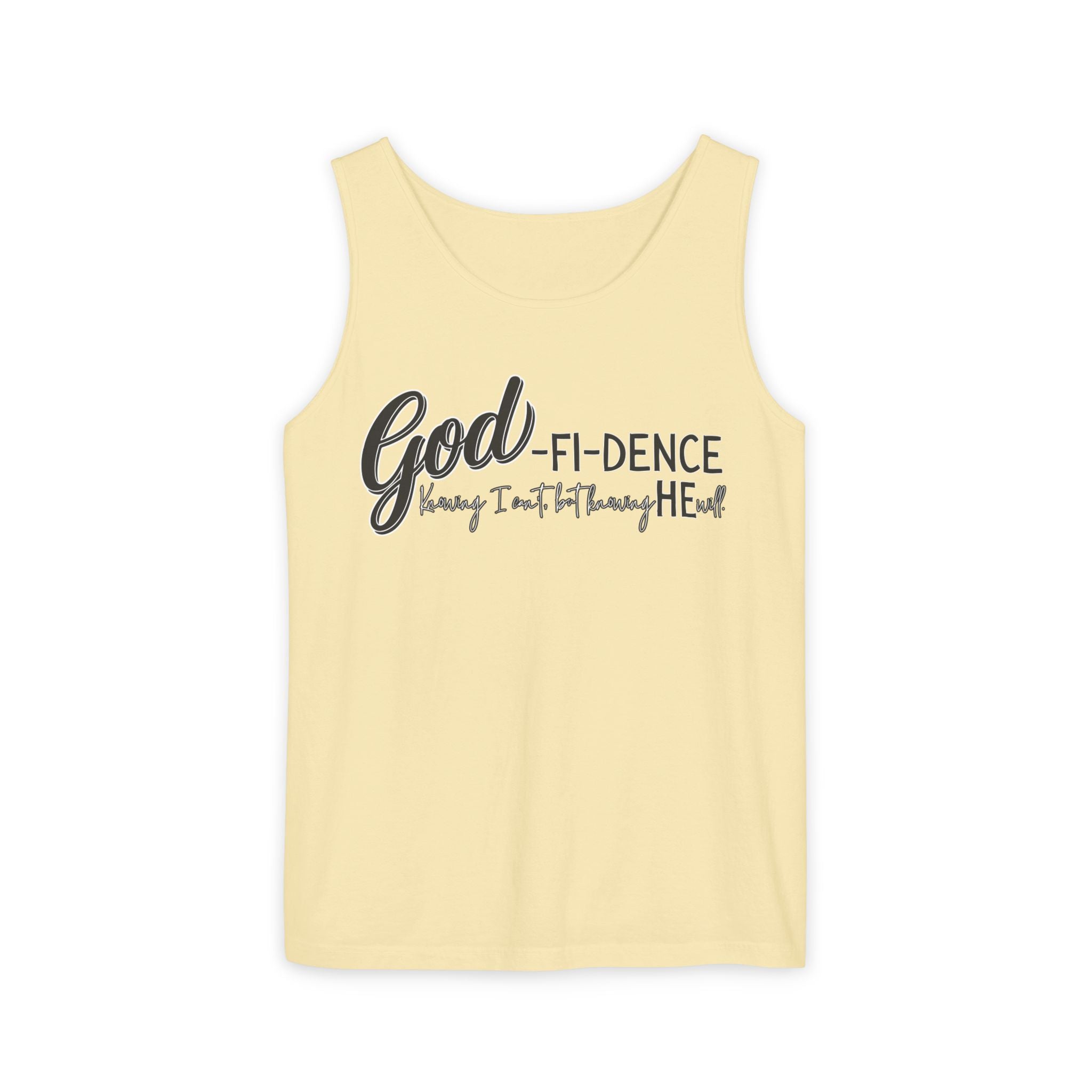 God-Fi-dence Garment-Dyed Tank Top | Faith-Inspired Summer Apparel, Christian Gifts, Casual Wear, Workout Tank, Inspirational Quotes
