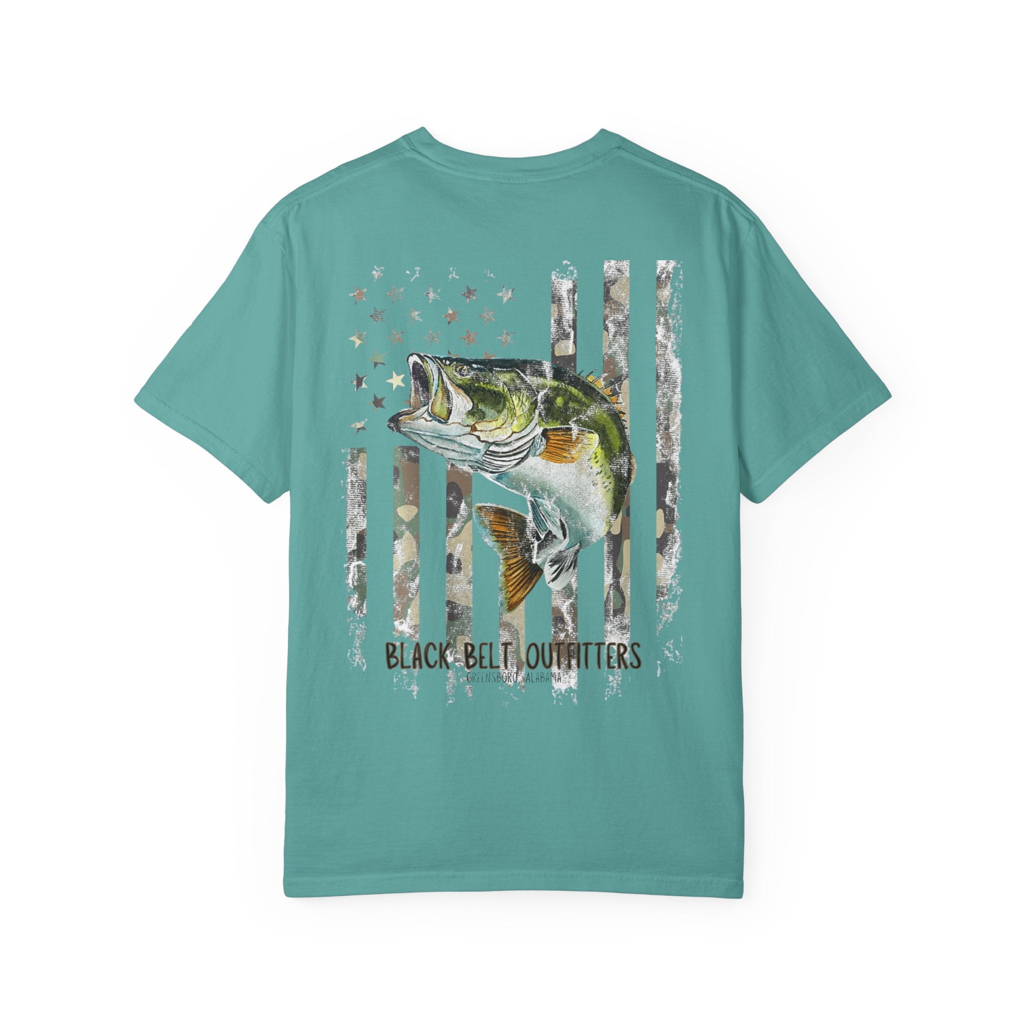 Bass Fish Camo American Flag Unisex T-Shirt, Perfect for Gifts, Father's Day, Golf Events, Casual Wear, Comfortable Tee