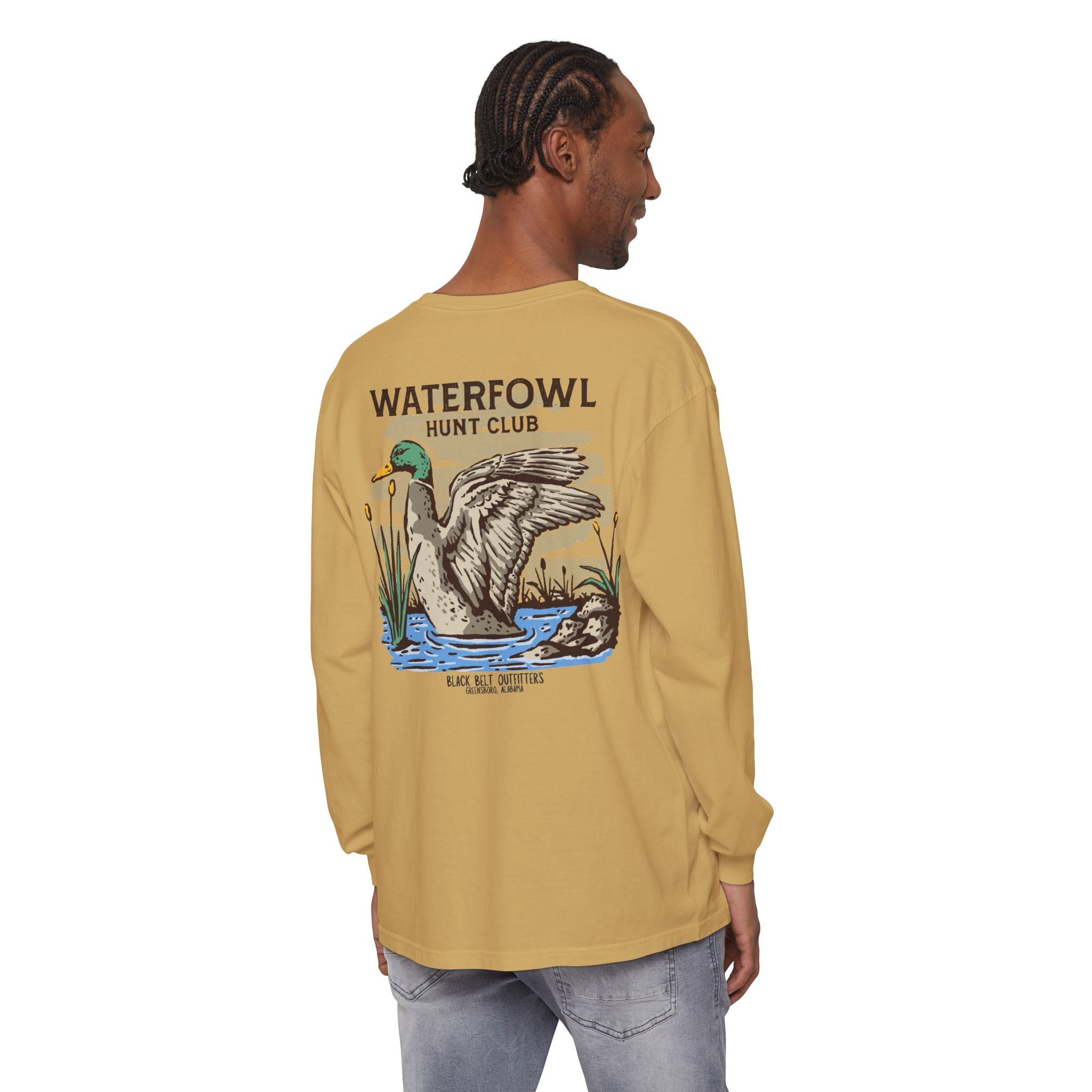 Waterfowl Hunt Club Unisex Garment-Dyed Long Sleeve T-Shirt, Casual Wear, Gift for Him/Her, Streetwear, Everyday Comfort, Comfortable Layering