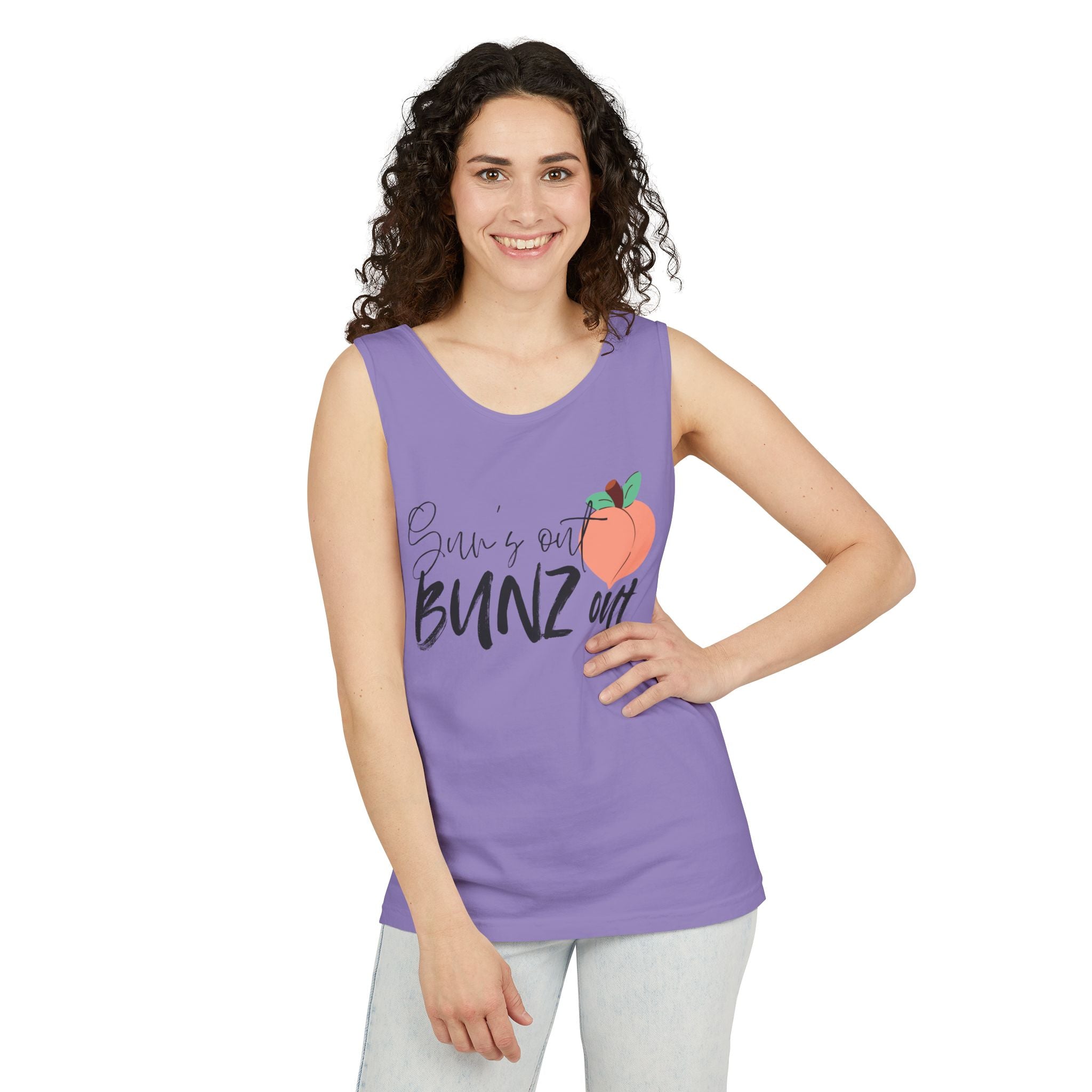Sun’s Out Bunz Out Tank Top — Cute Peach Graphic Summer Tank