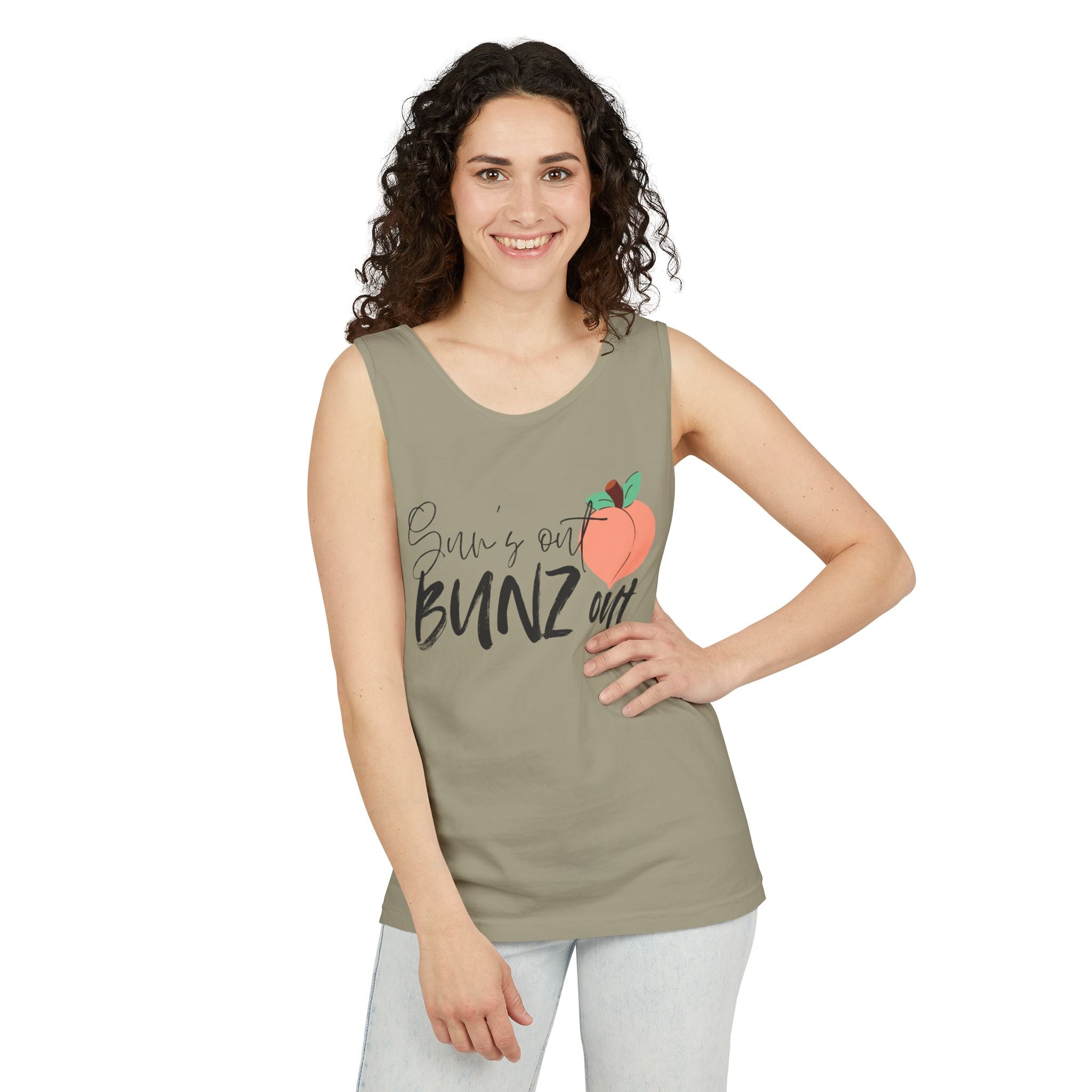 Sun’s Out Bunz Out Tank Top — Cute Peach Graphic Summer Tank