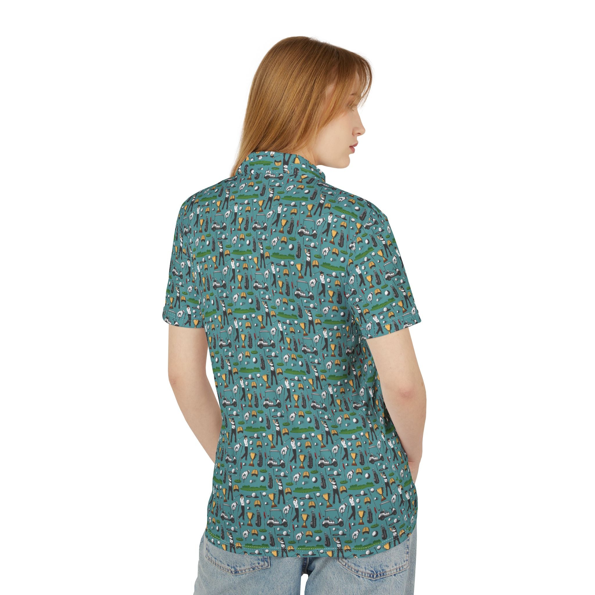 Retro Vintage Funny Golf Pattern Unisex Polo Shirt, Summer Style, Casual Wear, Perfect for Outdoors, Gift for Him, Fun Patterned Shirt