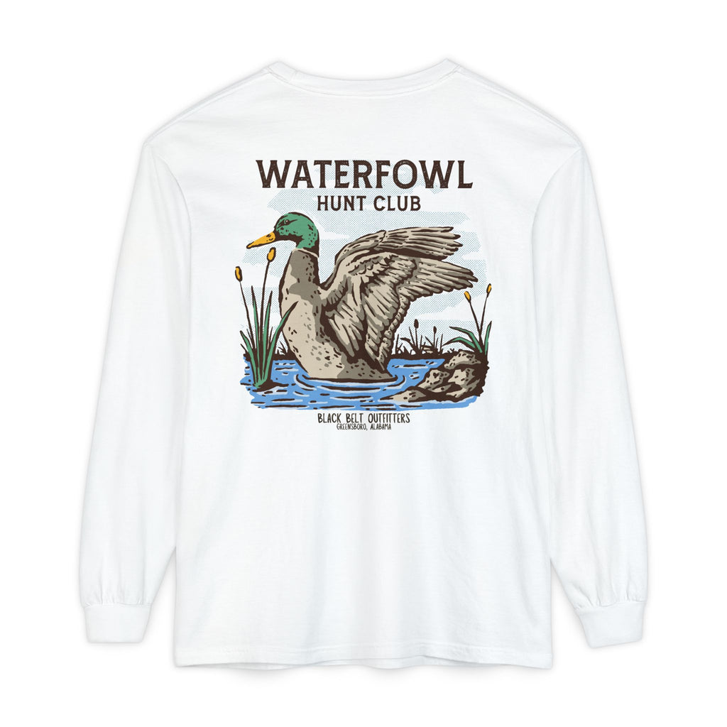 Waterfowl Hunt Club Unisex Garment-Dyed Long Sleeve T-Shirt, Casual Wear, Gift for Him/Her, Streetwear, Everyday Comfort, Comfortable Layering
