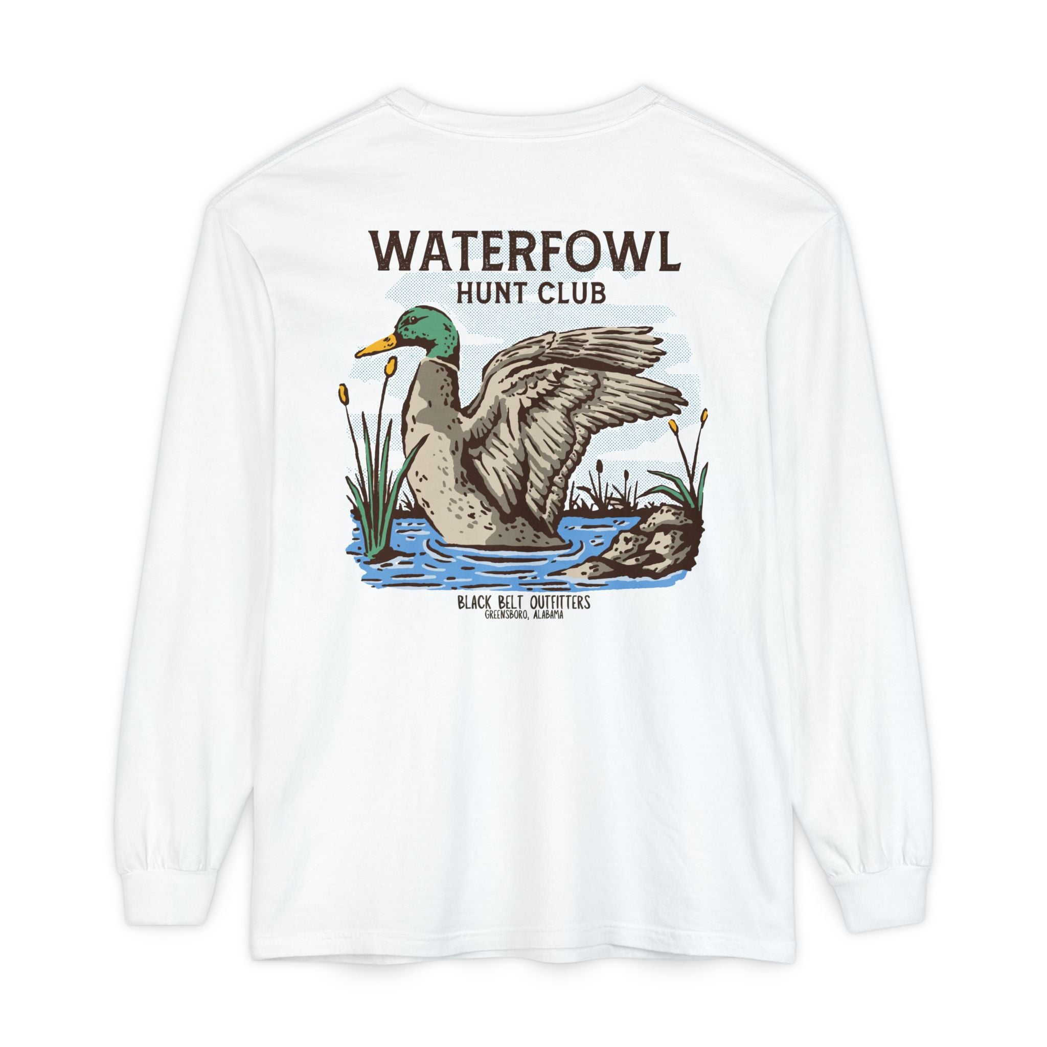 Waterfowl Hunt Club Unisex Garment-Dyed Long Sleeve T-Shirt, Casual Wear, Gift for Him/Her, Streetwear, Everyday Comfort, Comfortable Layering