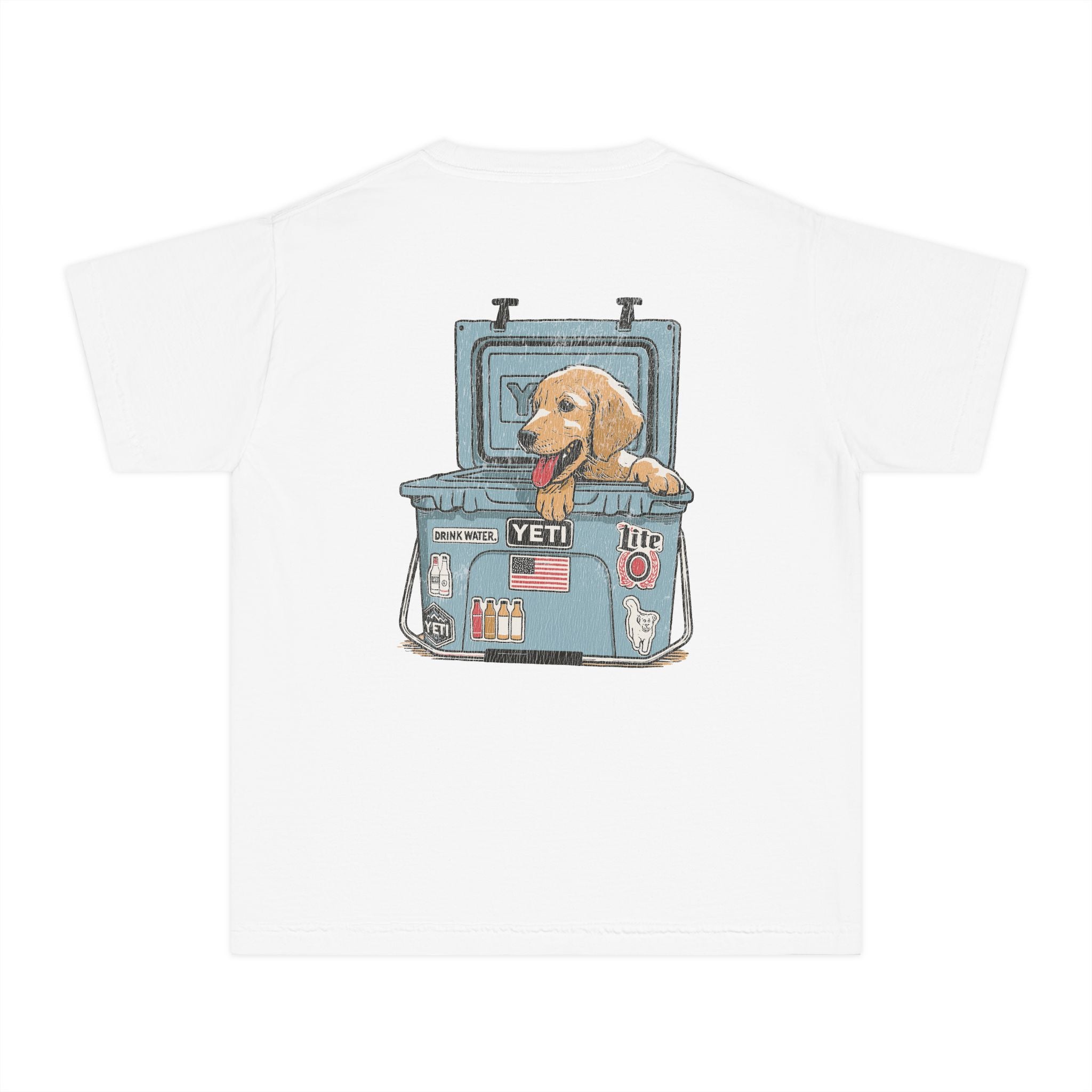 Hunting Puppy in Yeti Youth Midweight Tee - Fun Farm-Themed Shirt