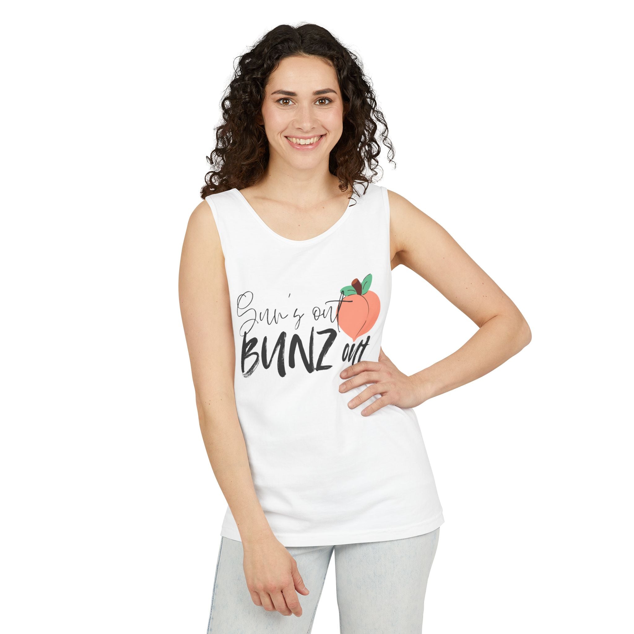 Sun’s Out Bunz Out Tank Top — Cute Peach Graphic Summer Tank
