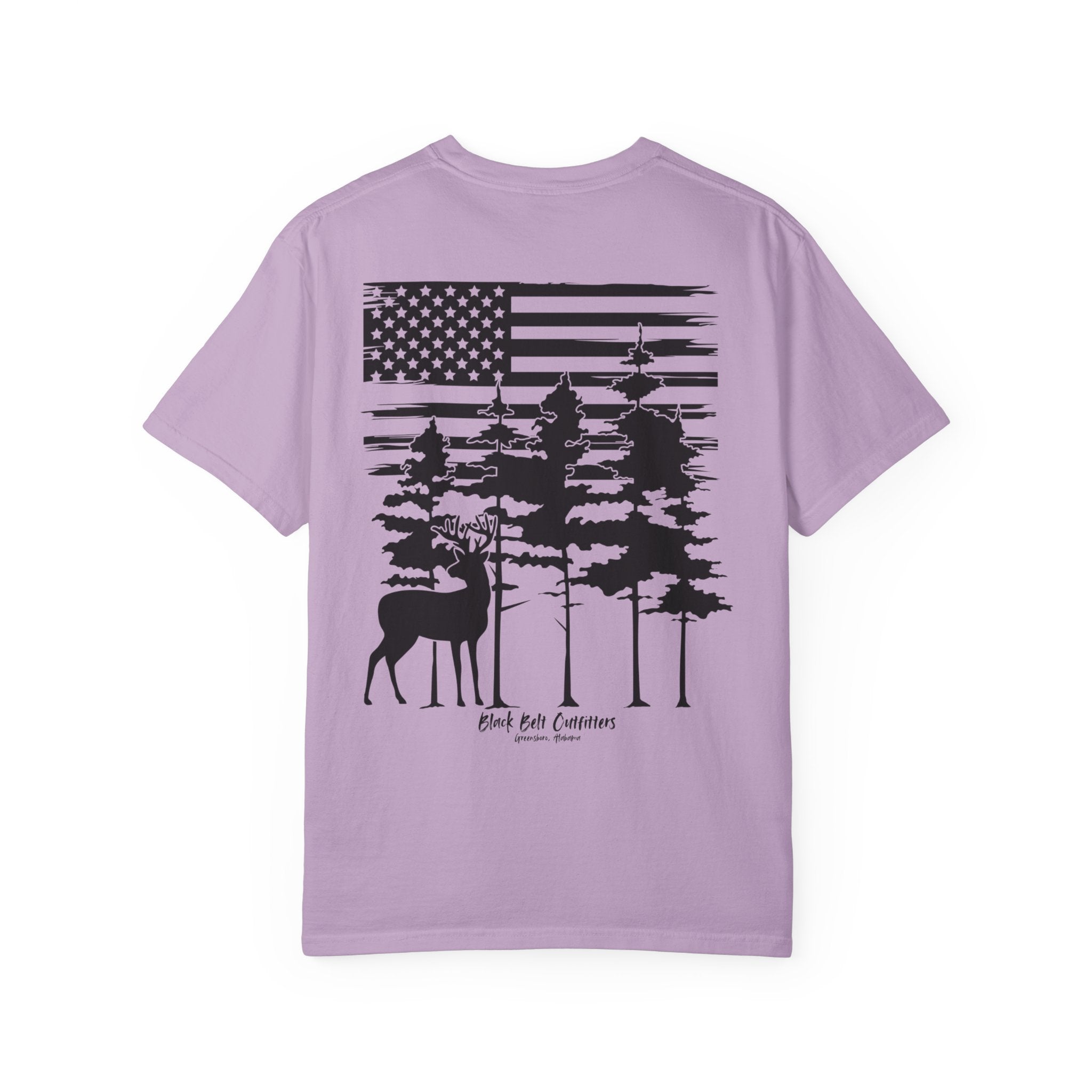 American Flag Whitetail  Unisex Garment-Dyed Pocket T-Shirt
