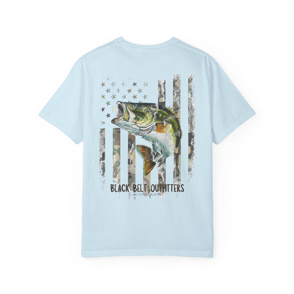Bass Fish Camo American Flag Unisex T-Shirt, Perfect for Gifts, Father's Day, Golf Events, Casual Wear, Comfortable Tee