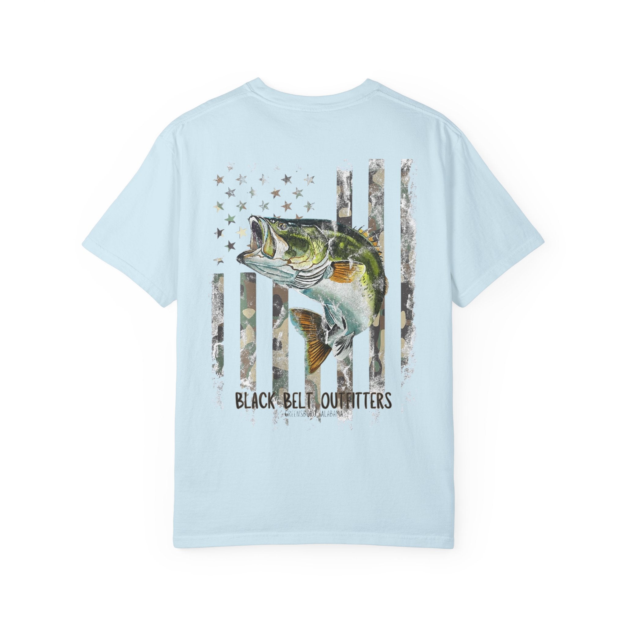 Bass Fish Camo American Flag Unisex T-Shirt, Perfect for Gifts, Father's Day, Golf Events, Casual Wear, Comfortable Tee