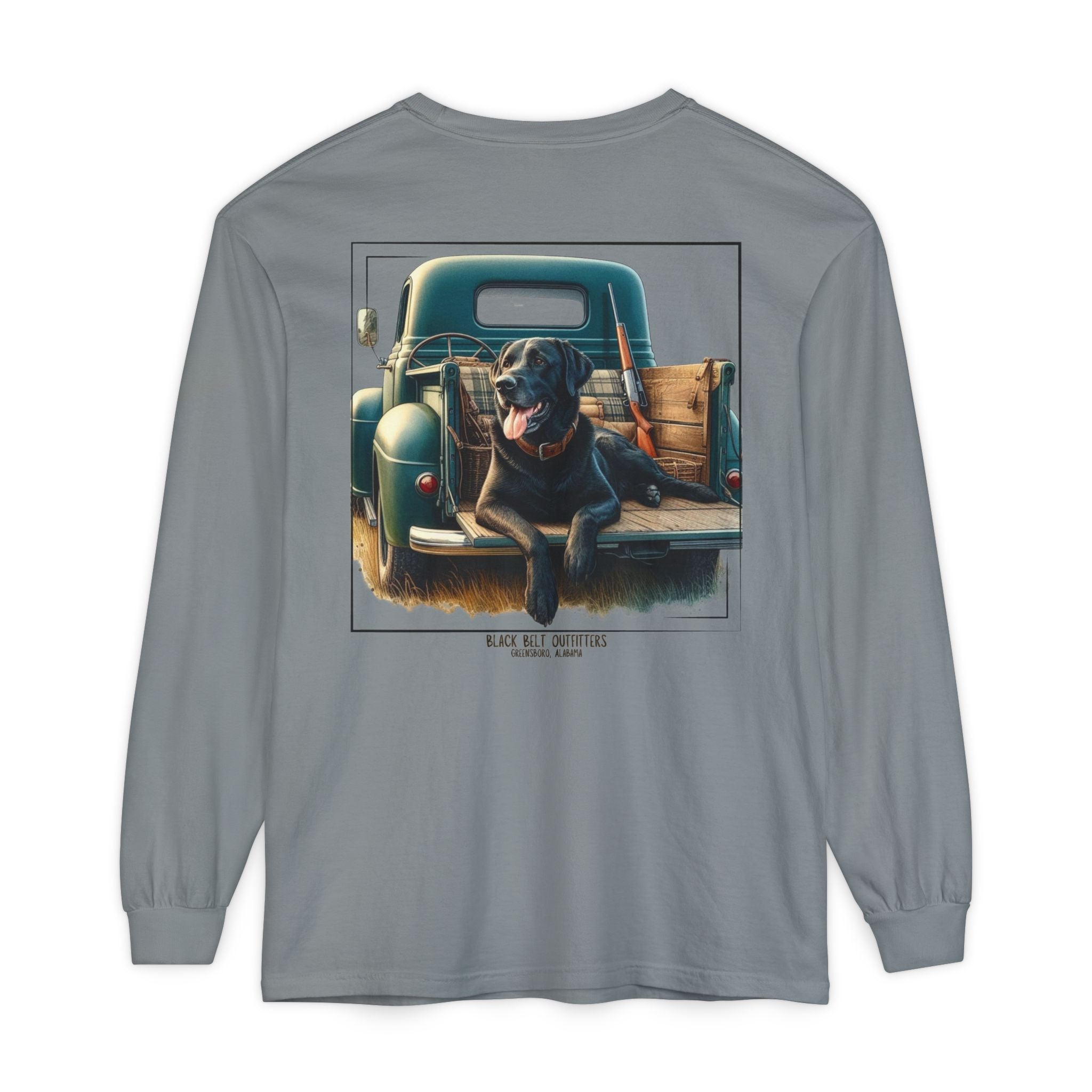 Duck Dog Vintage Truck Unisex Garment-Dyed Long Sleeve T-Shirt, Casual Wear, Gift for Him/Her, Streetwear, Everyday Comfort, Comfortable Layering