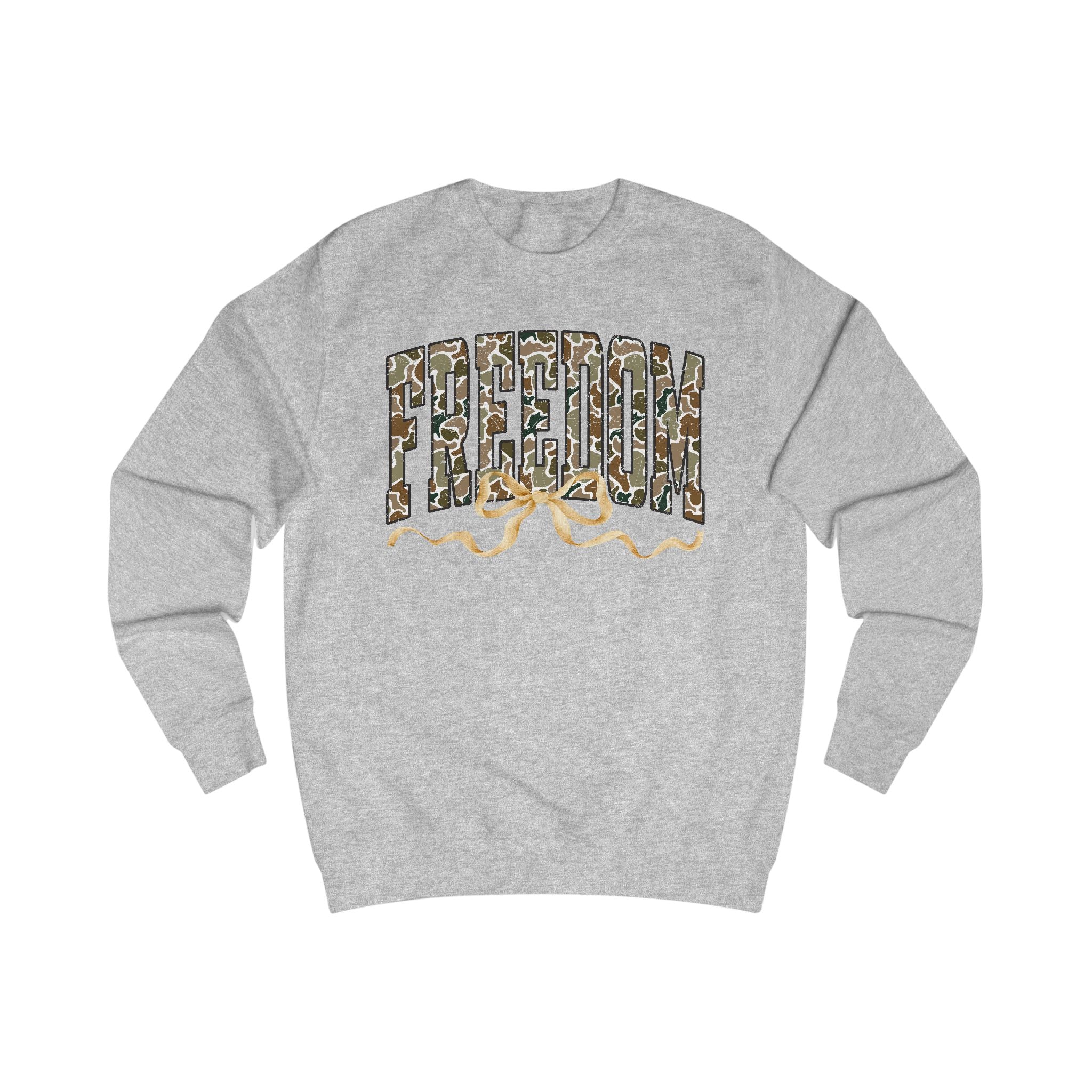 Freedom with Bow Unisex Sweatshirt, Cozy Graphic Sweater, Casual Gift, Perfect for Fall, Statement Apparel, Inspiring Fashion