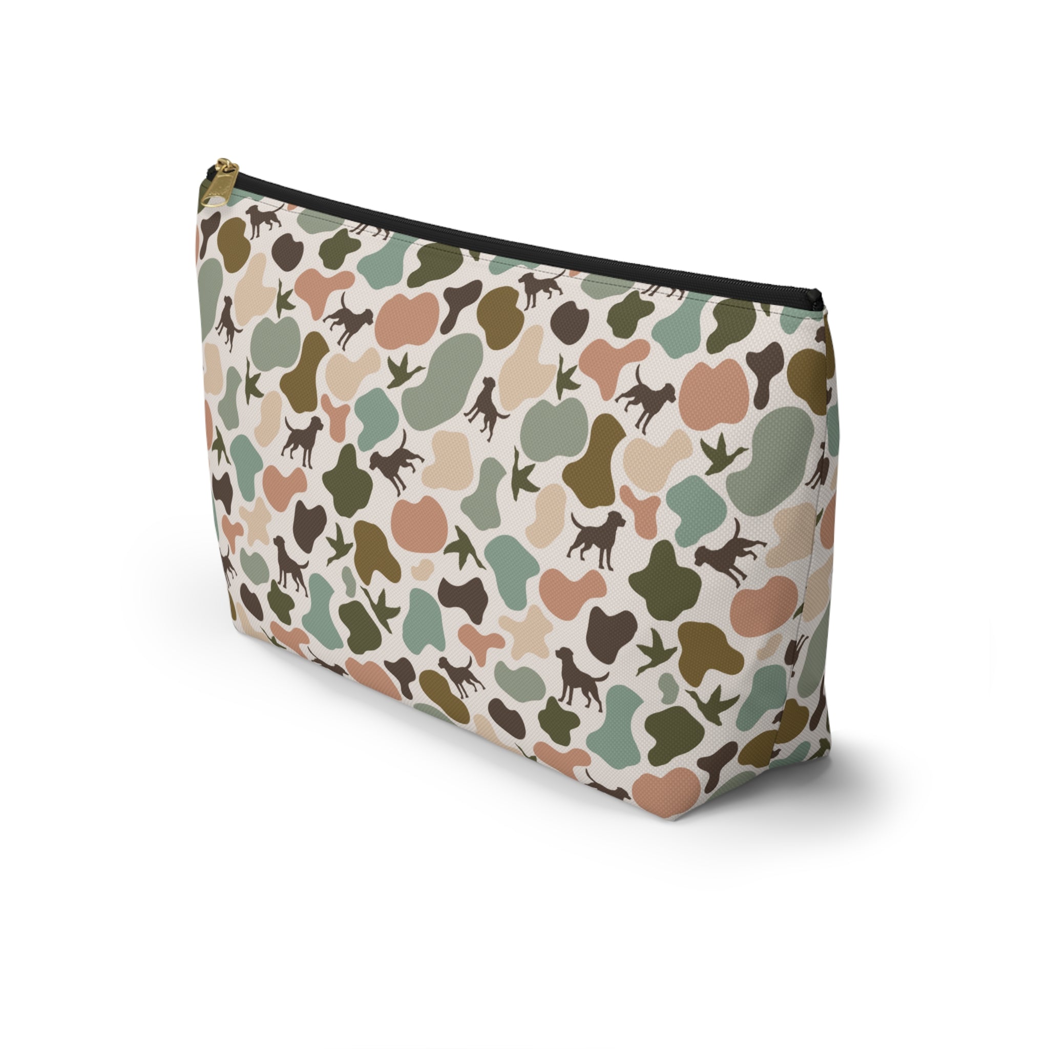 Duck Dog Camo Accessory Pouch, Trendy Makeup Bag, Military Style Zipper Pouch, Perfect for Travel & Gifts, Camouflage Organizer