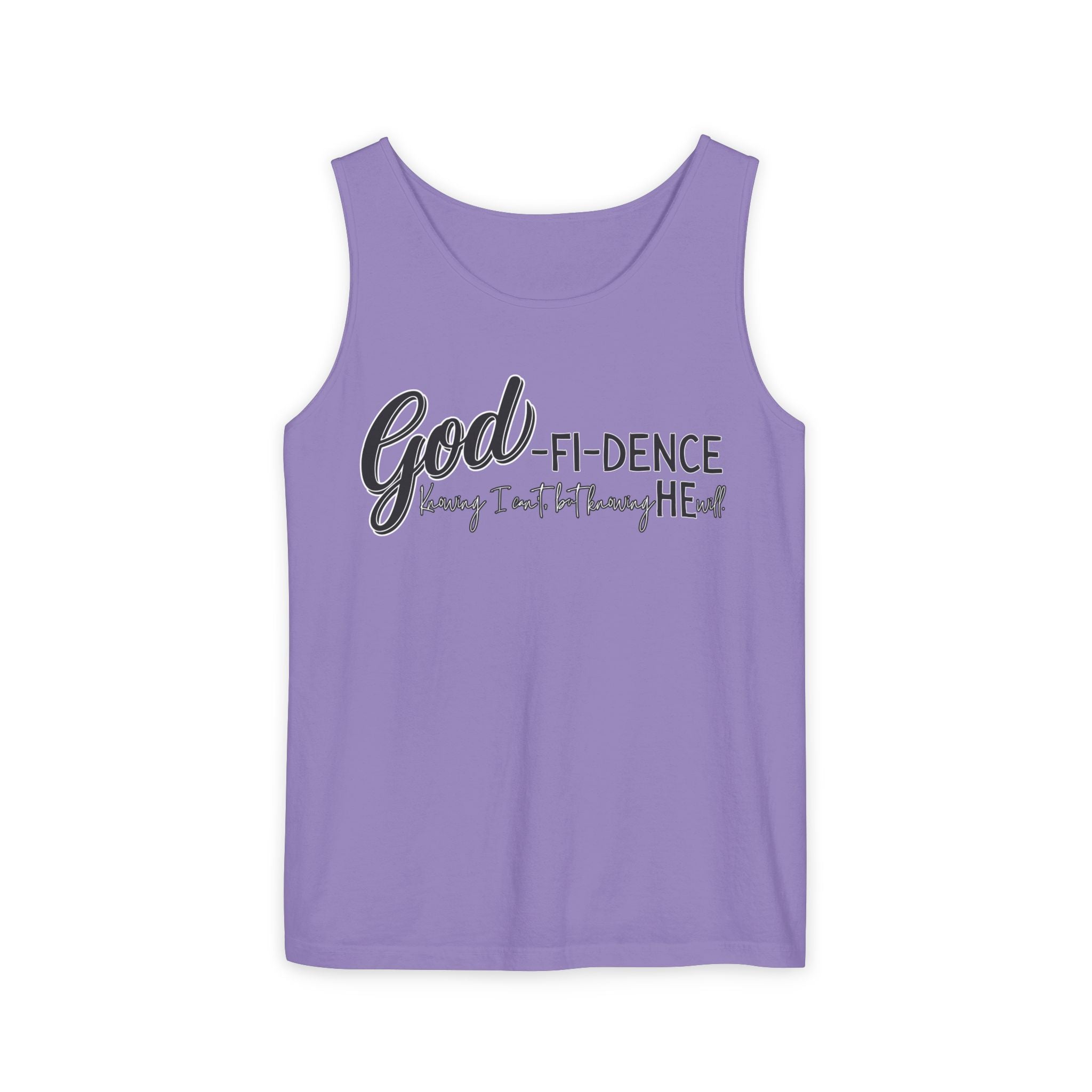 God-Fi-dence Garment-Dyed Tank Top | Faith-Inspired Summer Apparel, Christian Gifts, Casual Wear, Workout Tank, Inspirational Quotes
