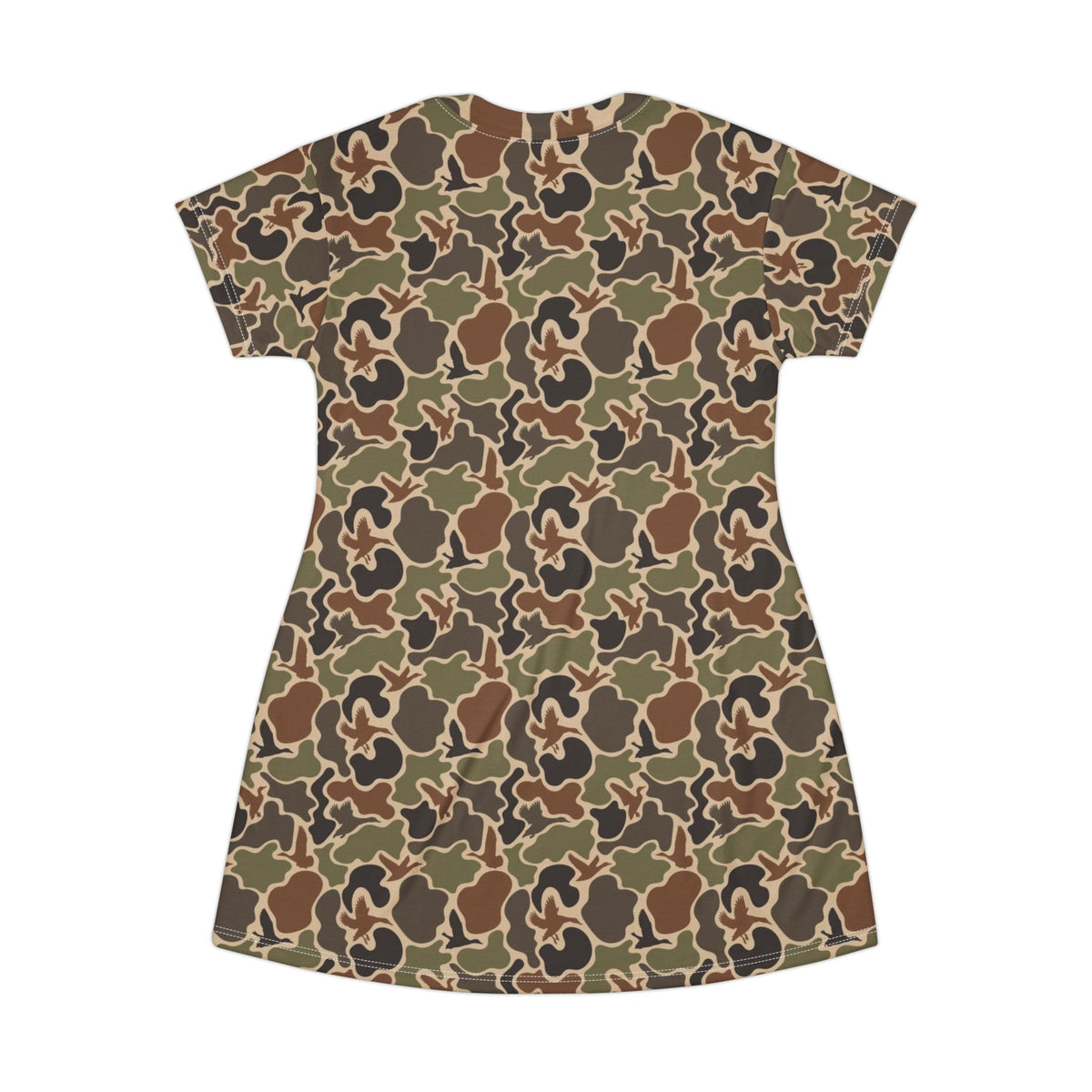 Duck Camo T-Shirt Dress — All-Over Print Casual A-Line Dress