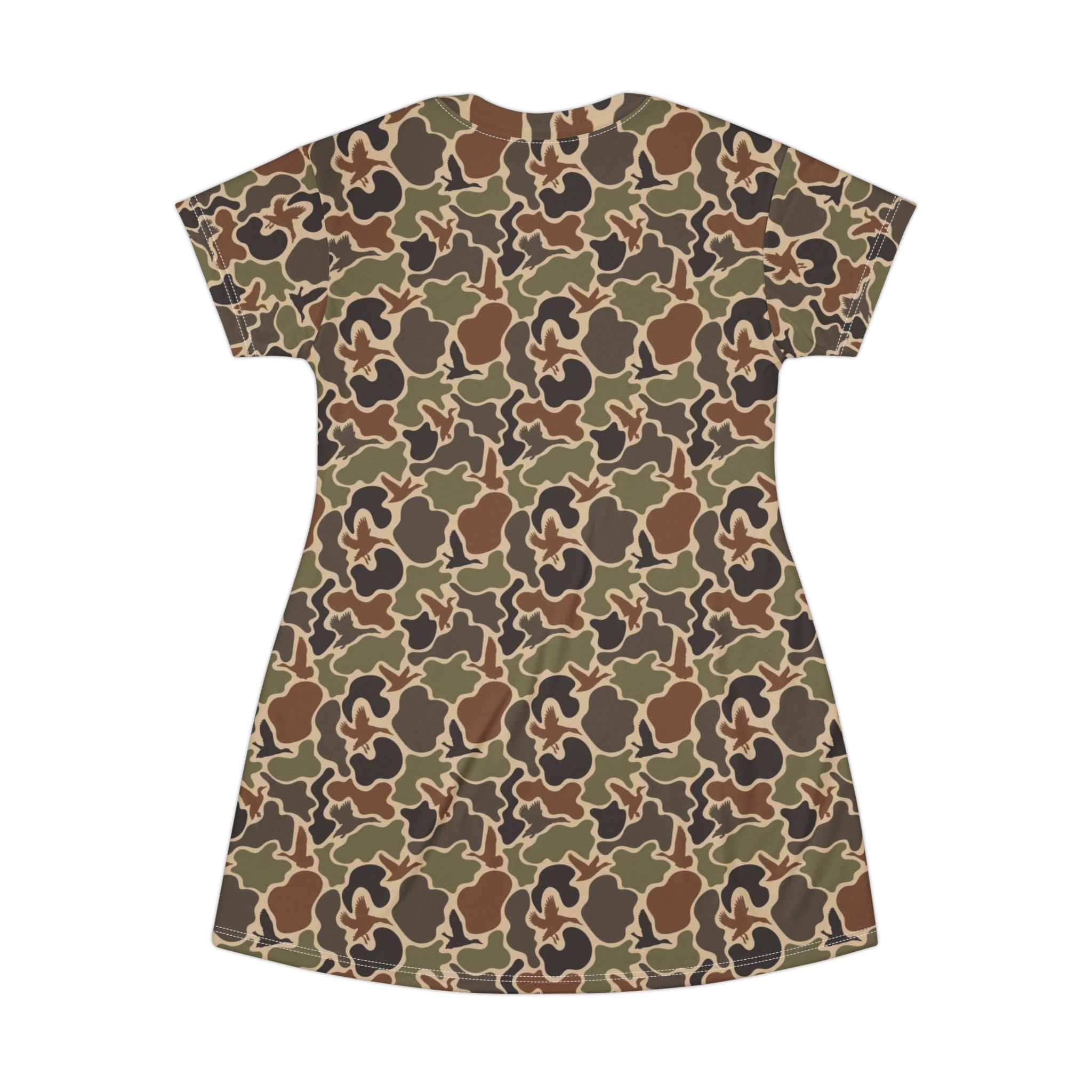 Duck Camo T-Shirt Dress — All-Over Print Casual A-Line Dress