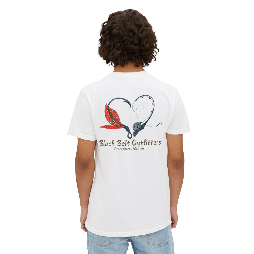 Black belt outfitters Fishing Poles Heart Unisex Garment-Dyed Pocket T-Shirt