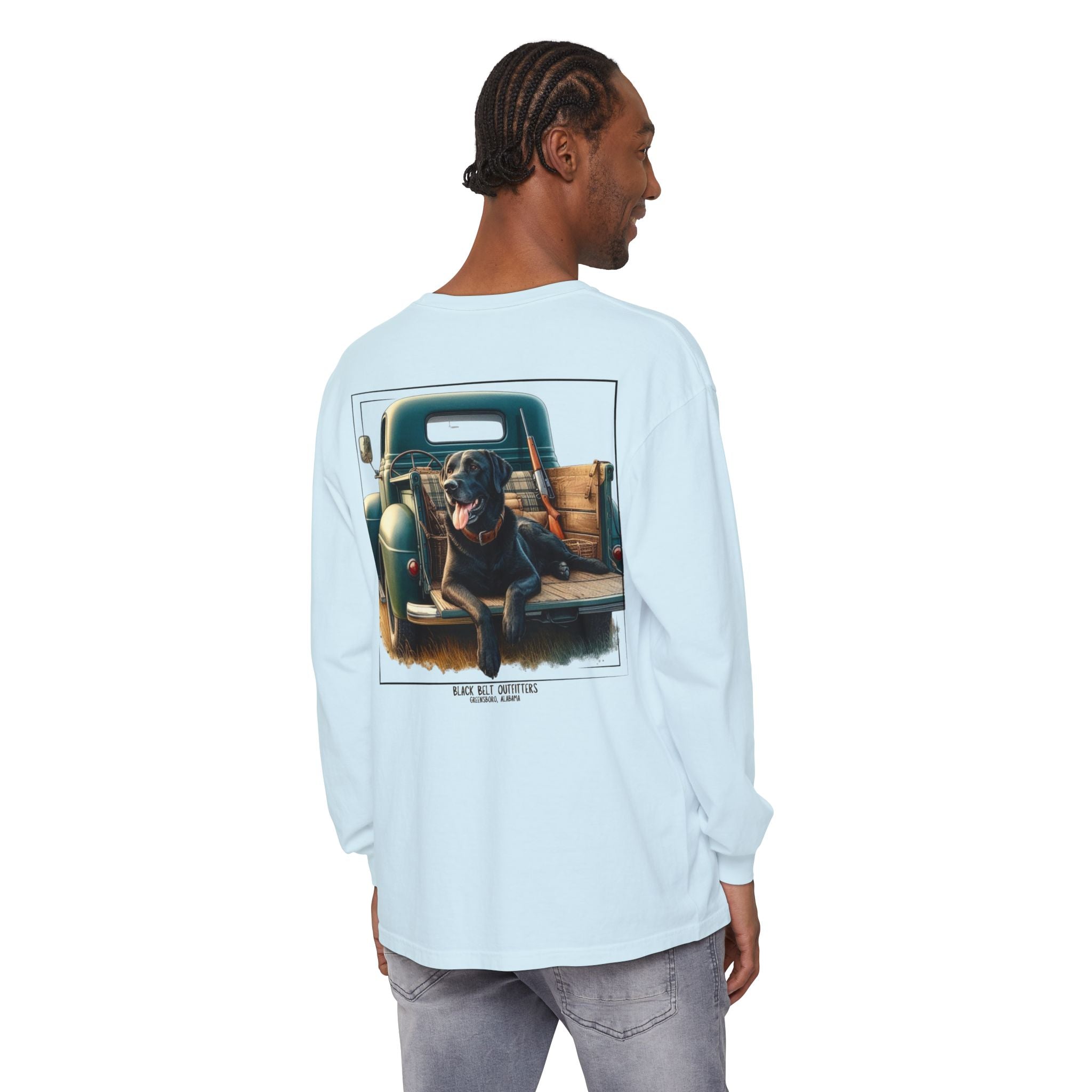 Duck Dog Vintage Truck Unisex Garment-Dyed Long Sleeve T-Shirt, Casual Wear, Gift for Him/Her, Streetwear, Everyday Comfort, Comfortable Layering