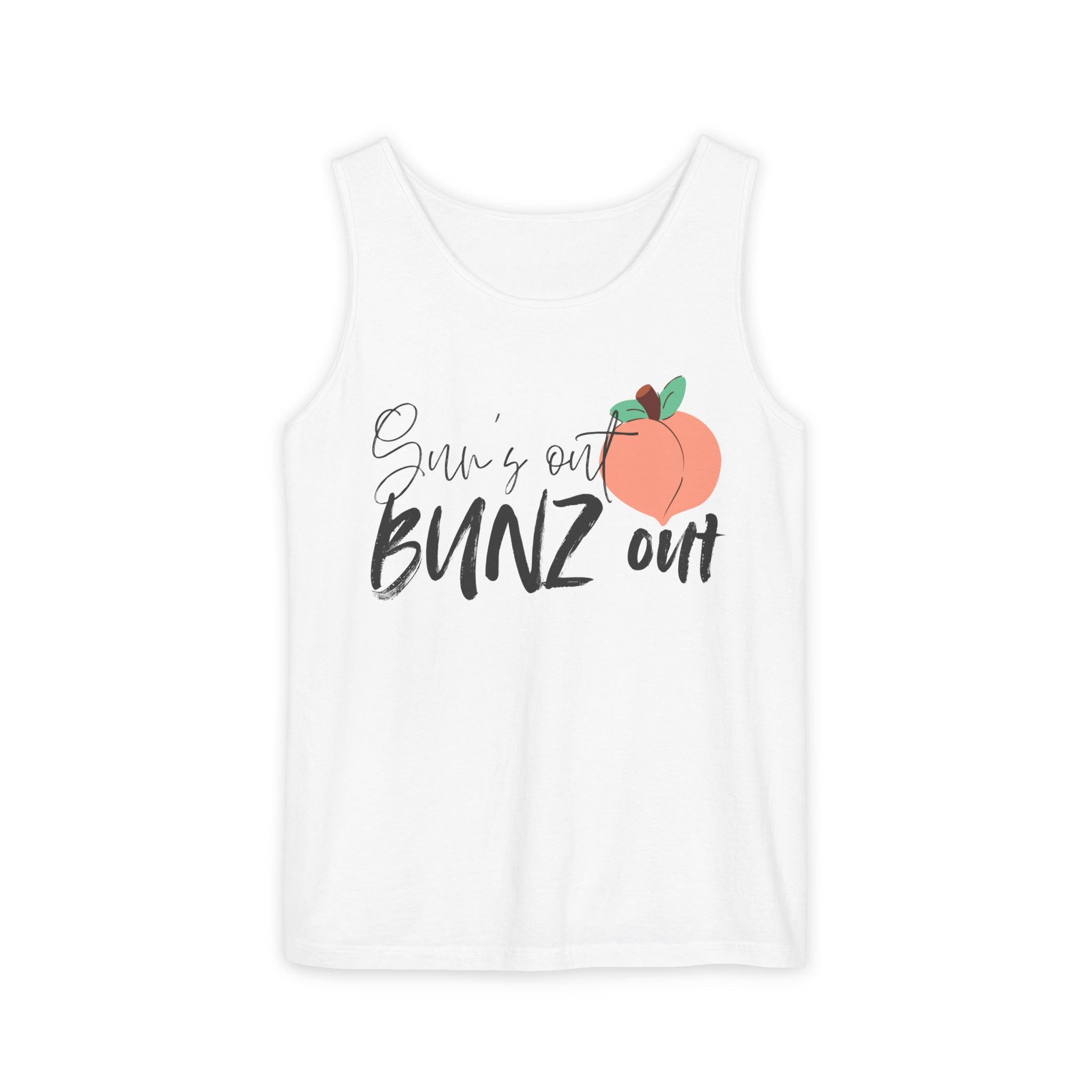 Sun’s Out Bunz Out Tank Top — Cute Peach Graphic Summer Tank