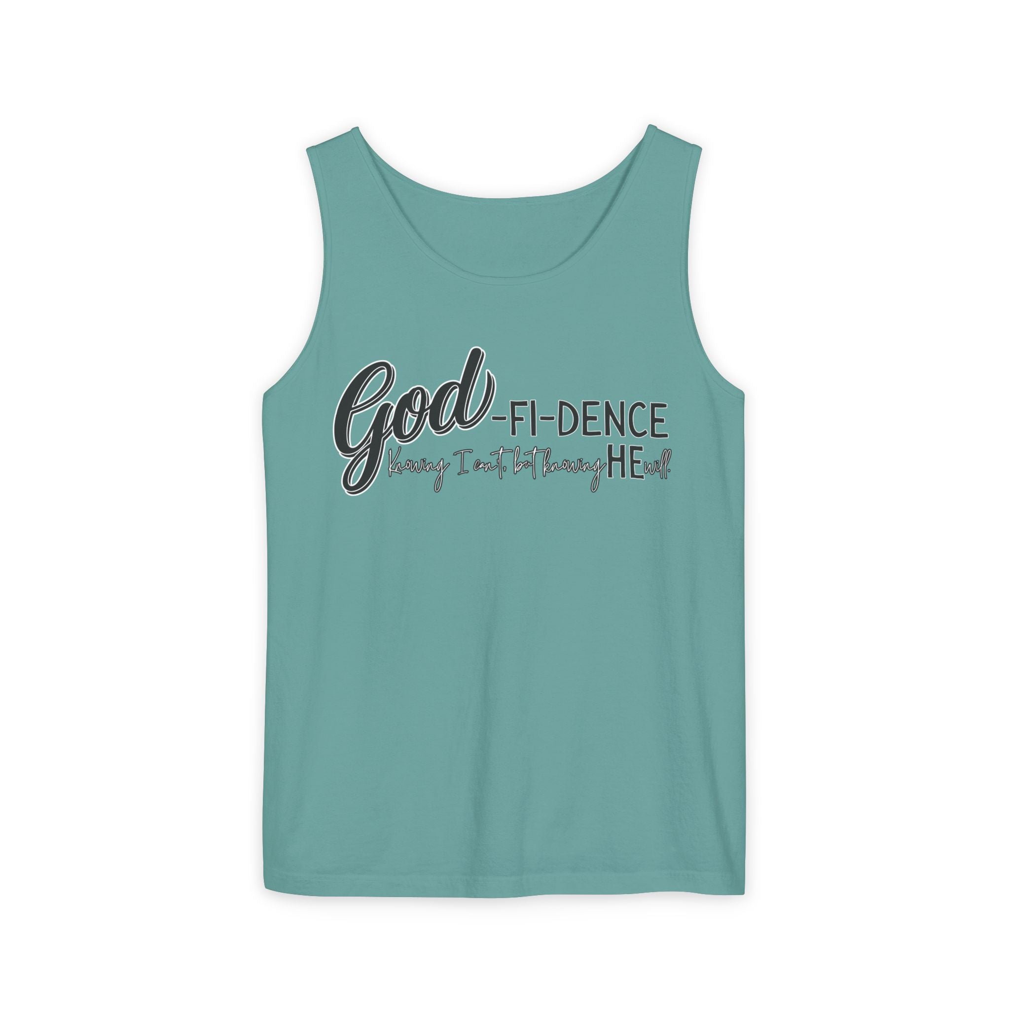 God-Fi-dence Garment-Dyed Tank Top | Faith-Inspired Summer Apparel, Christian Gifts, Casual Wear, Workout Tank, Inspirational Quotes