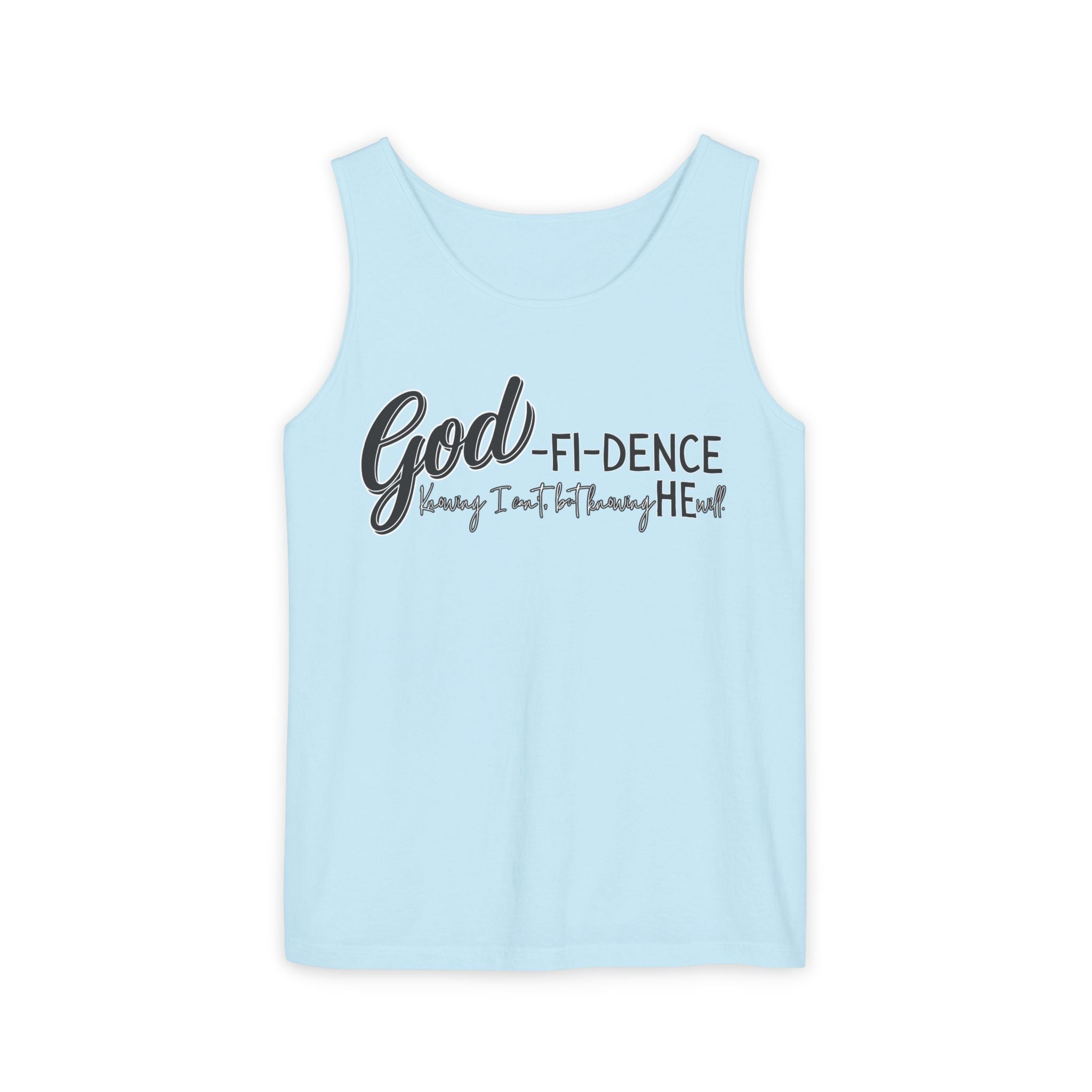 God-Fi-dence Garment-Dyed Tank Top | Faith-Inspired Summer Apparel, Christian Gifts, Casual Wear, Workout Tank, Inspirational Quotes