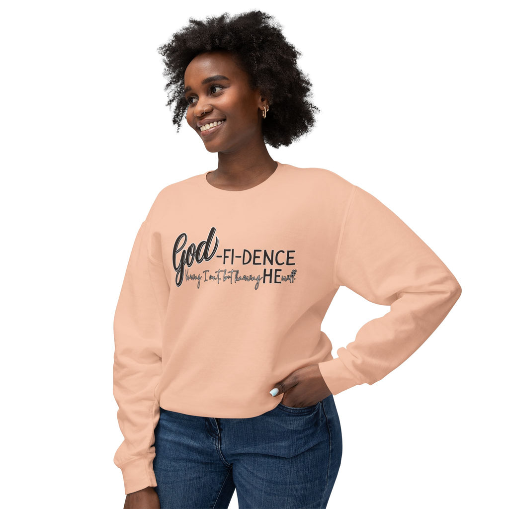 GOD-fi-dence Comfort Crewneck Sweatshirt - Godfidence Quote, Inspirational Gift, Cozy Apparel, Casual Wear, Unisex Style