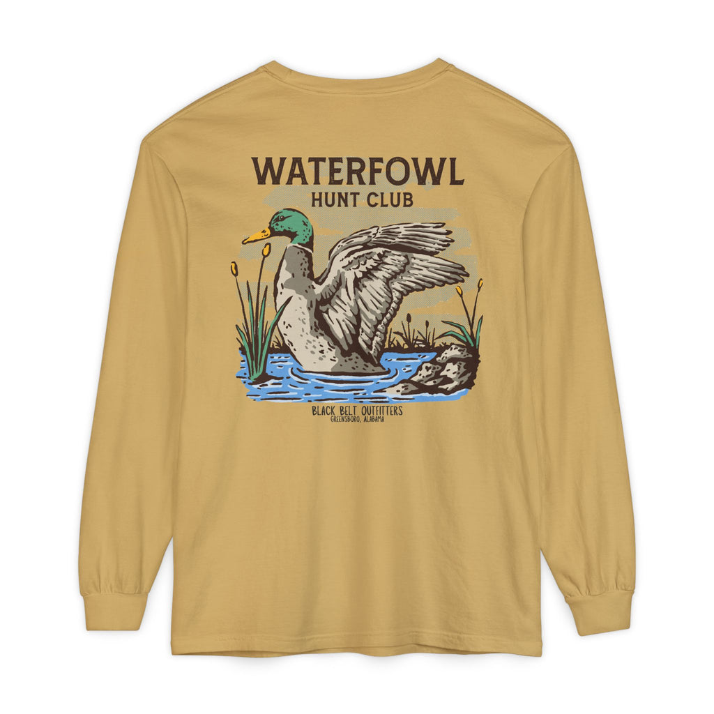 Waterfowl Hunt Club Unisex Garment-Dyed Long Sleeve T-Shirt, Casual Wear, Gift for Him/Her, Streetwear, Everyday Comfort, Comfortable Layering