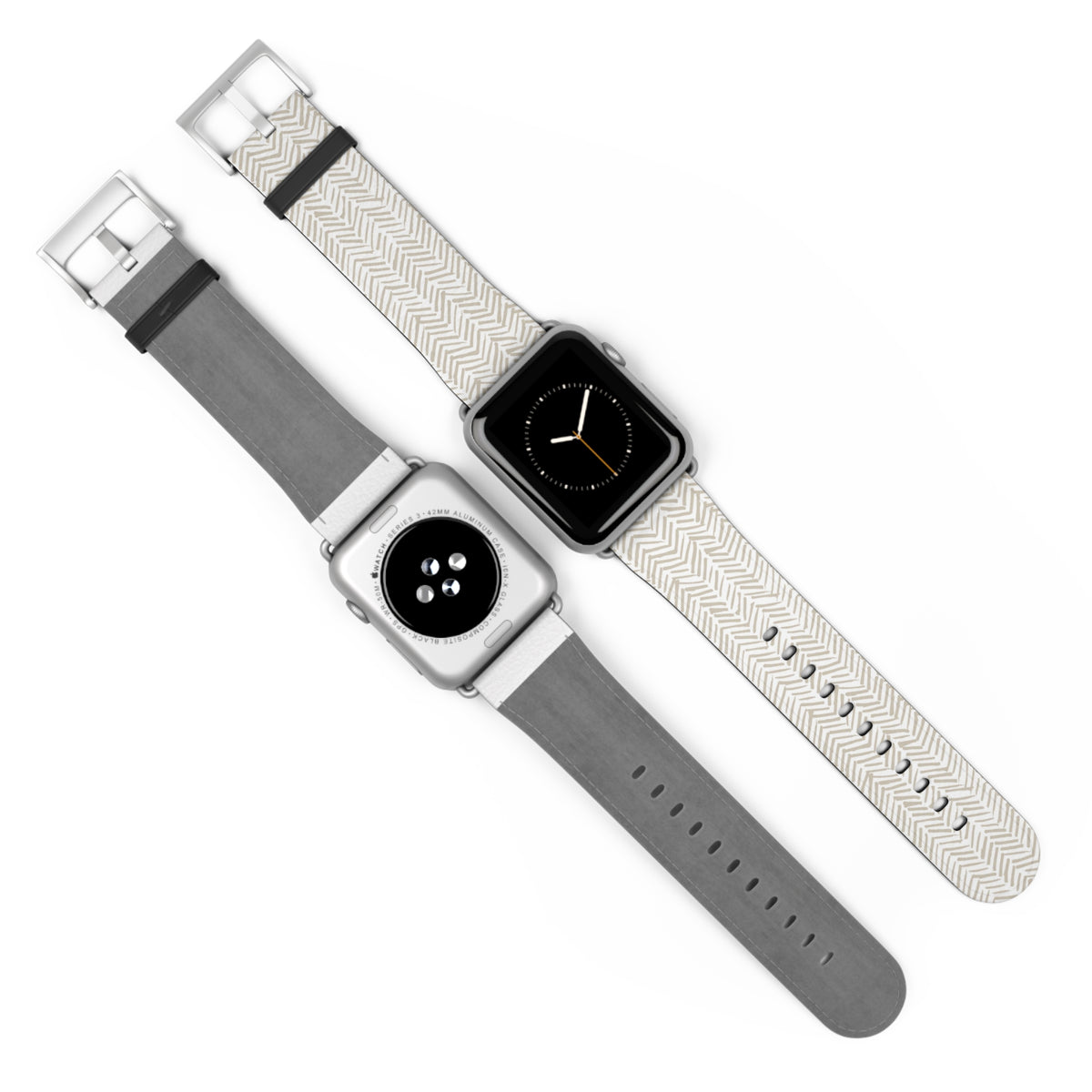 Herringbone Cream Watch Band — Minimal Neutral Apple Watch Strap