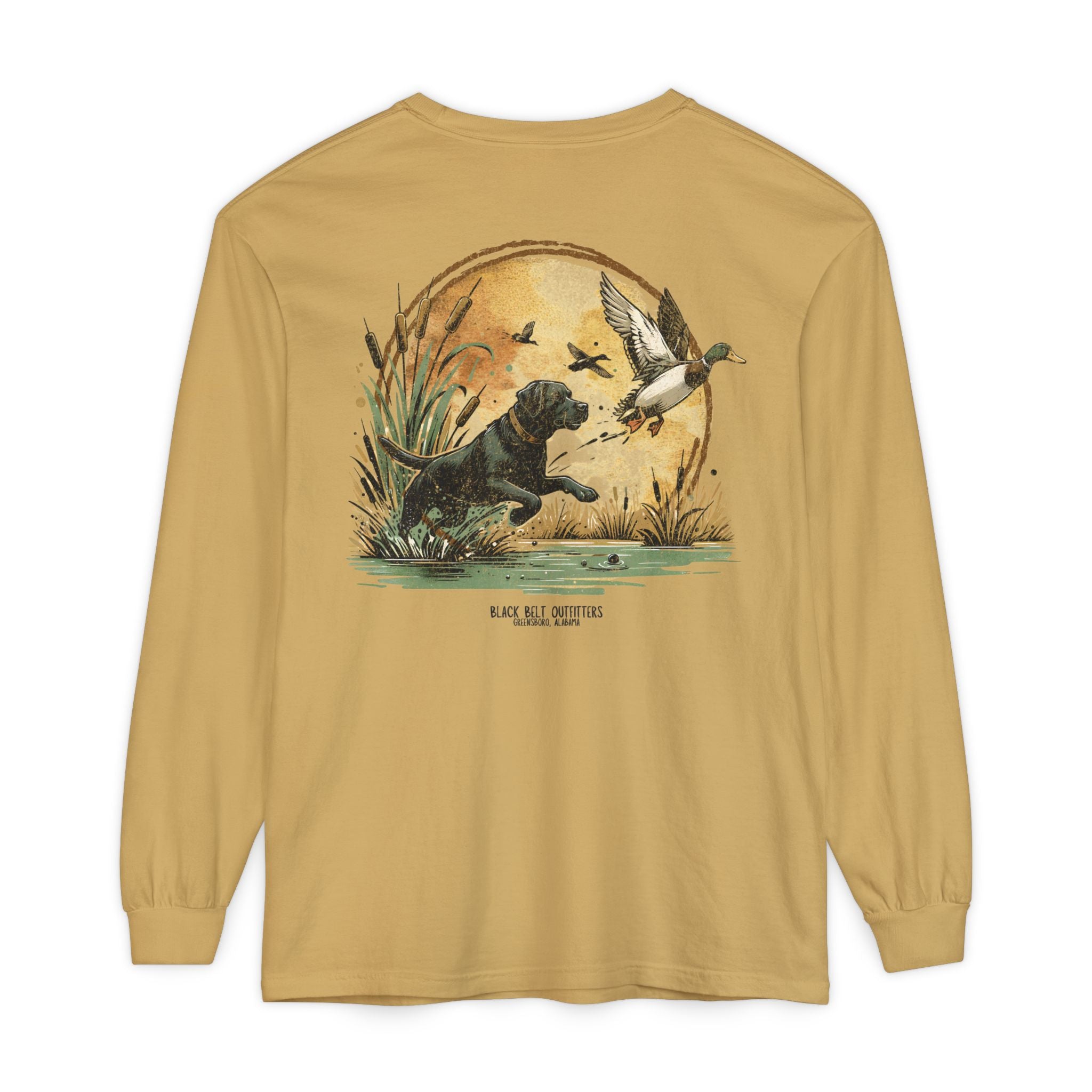 Duck Dog The Chase Unisex Garment-Dyed Long Sleeve T-Shirt, Casual Wear, Gift for Him/Her, Streetwear, Everyday Comfort, Comfortable Layering