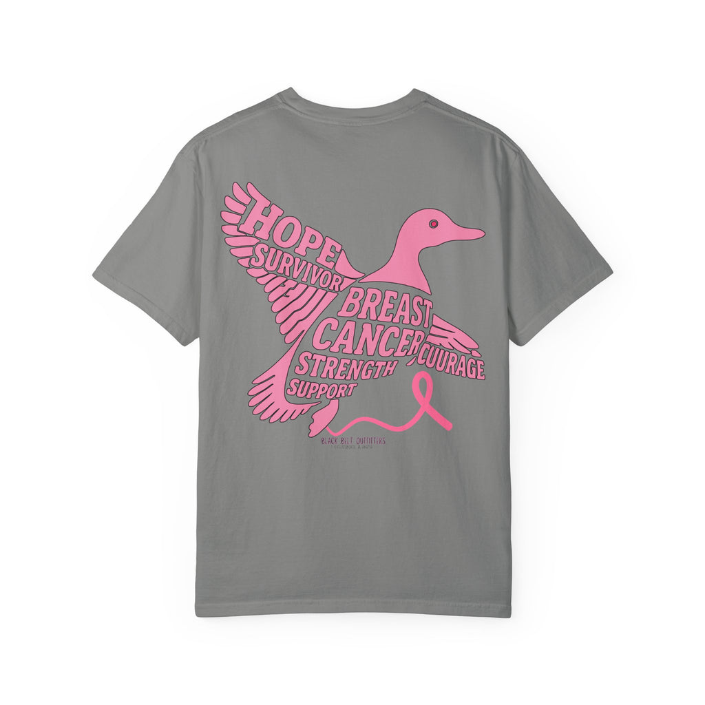 Breast Cancer Awareness Flying Duck T-Shirt, Unisex Tee for October Events, Gift for Fighters, Pink Ribbon Shirt, Supportive Apparel, Charity Fundraiser