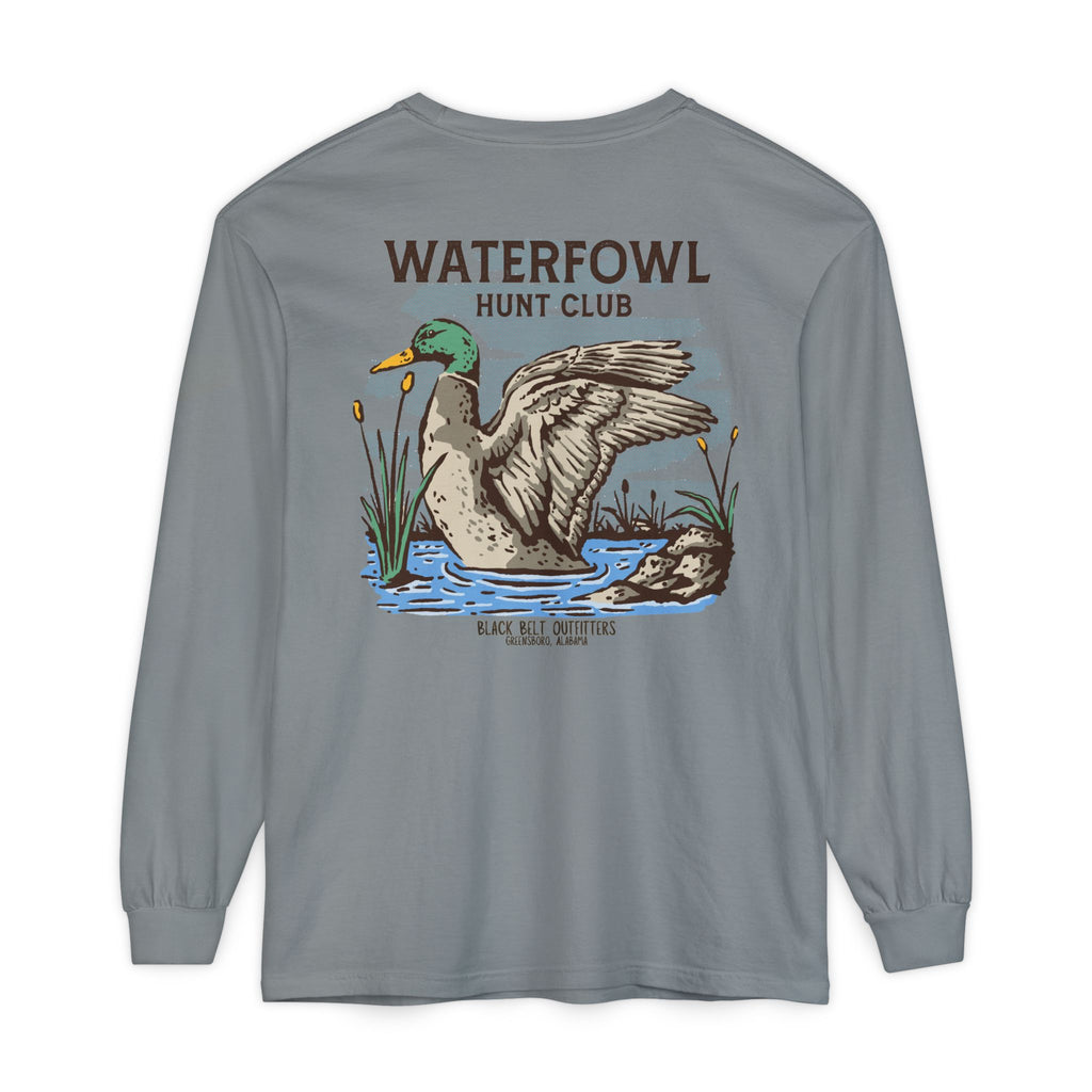 Waterfowl Hunt Club Unisex Garment-Dyed Long Sleeve T-Shirt, Casual Wear, Gift for Him/Her, Streetwear, Everyday Comfort, Comfortable Layering