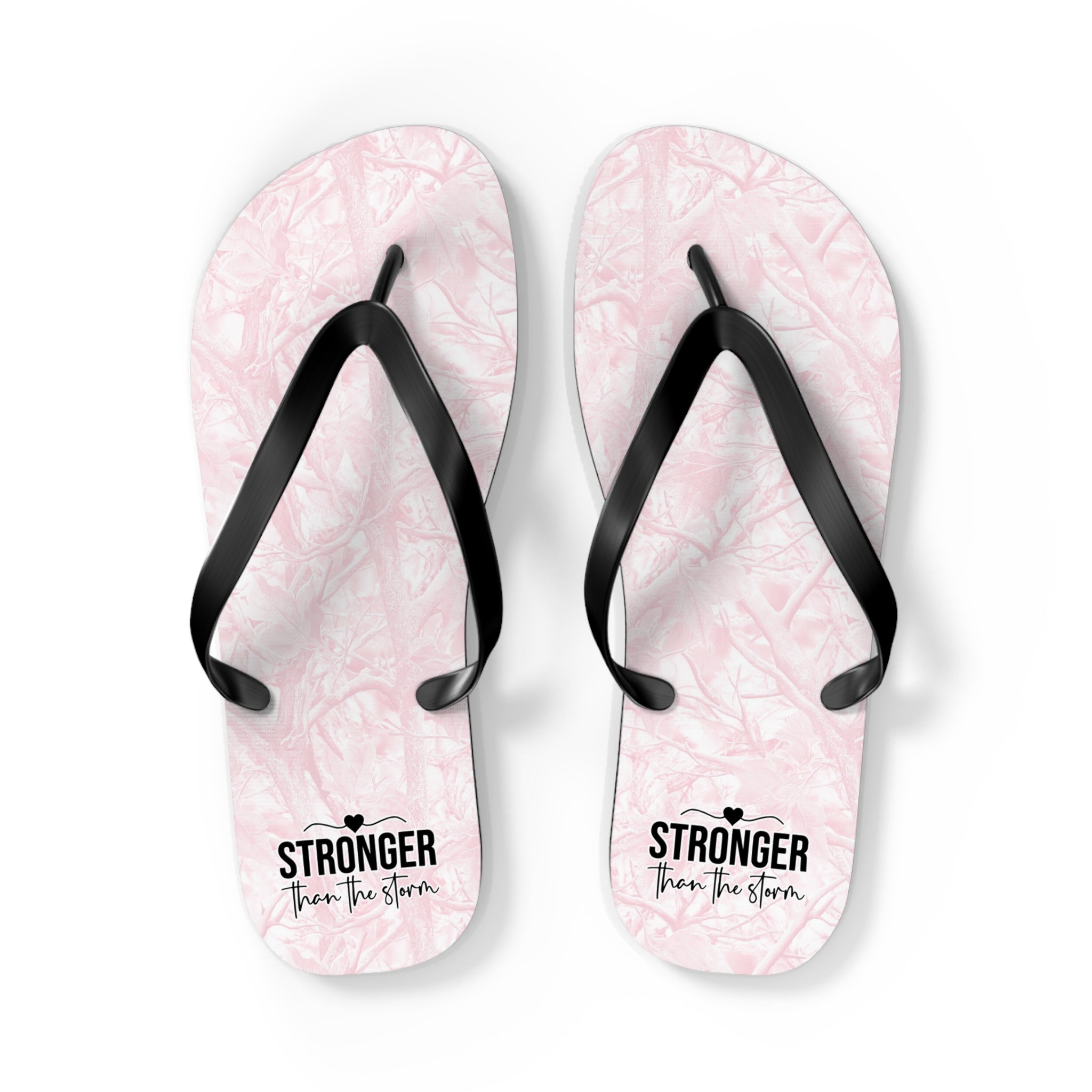 Pink Camo 'Stronger' Flip Flops – Women's Summer Beach Sandals