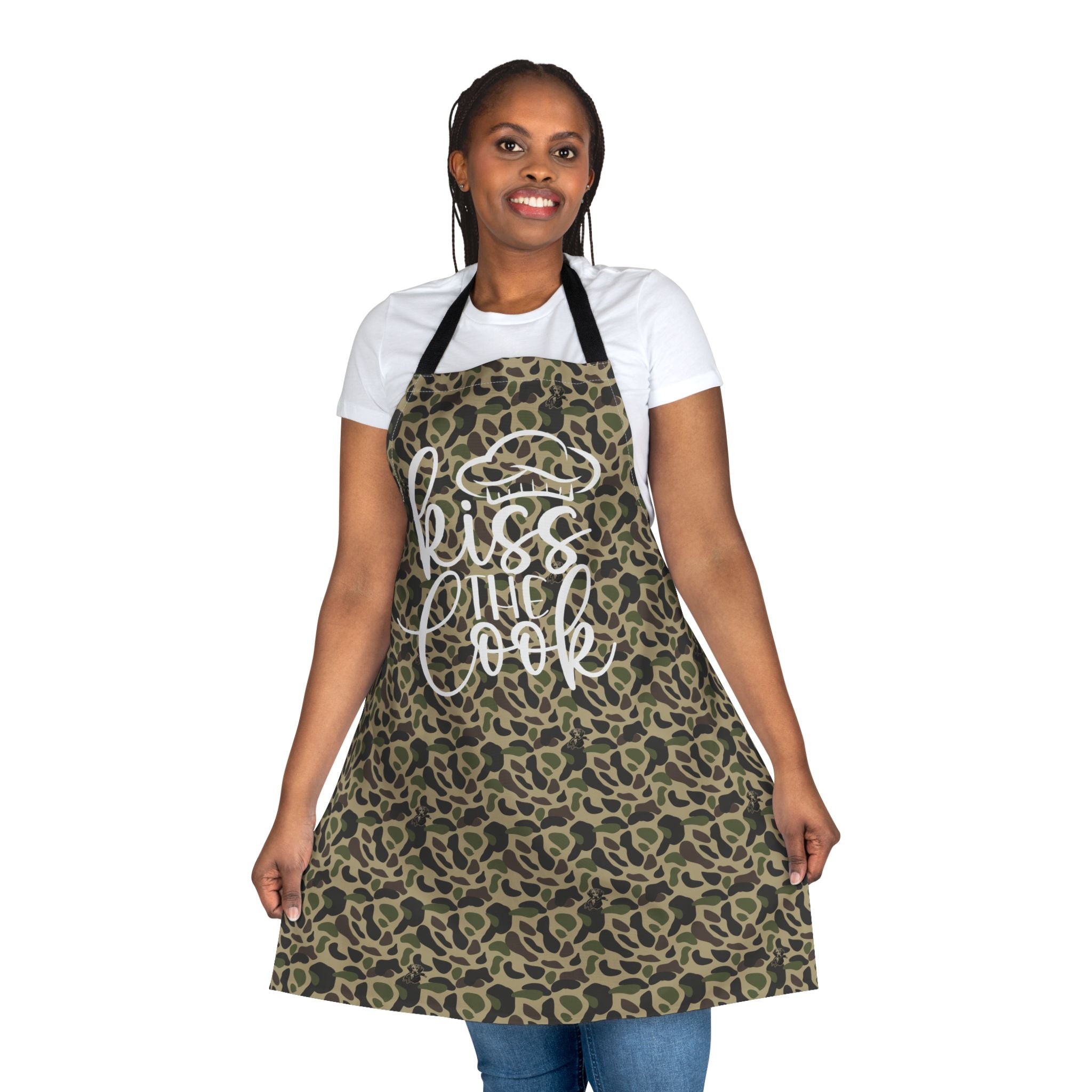 RiverDog Duck Hunting Camo Chef Apron — "Kiss The Cook" Camouflage Kitchen Apron