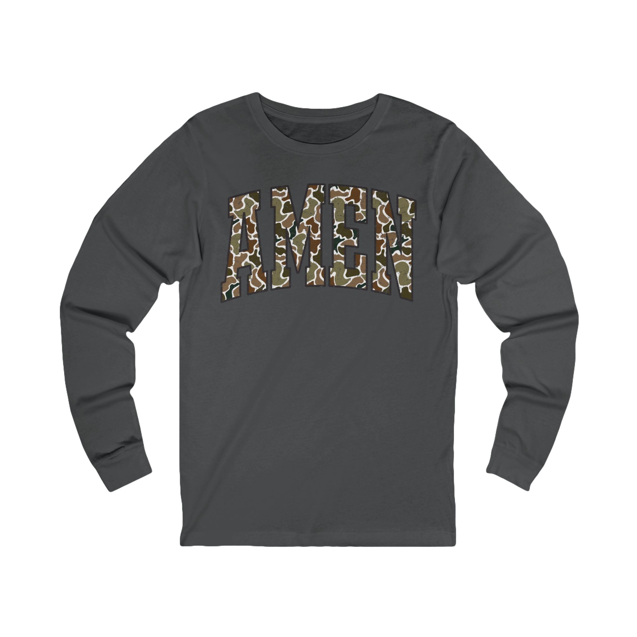Camo AMEN Long Sleeve Tee — Christian Faith Graphic Shirt