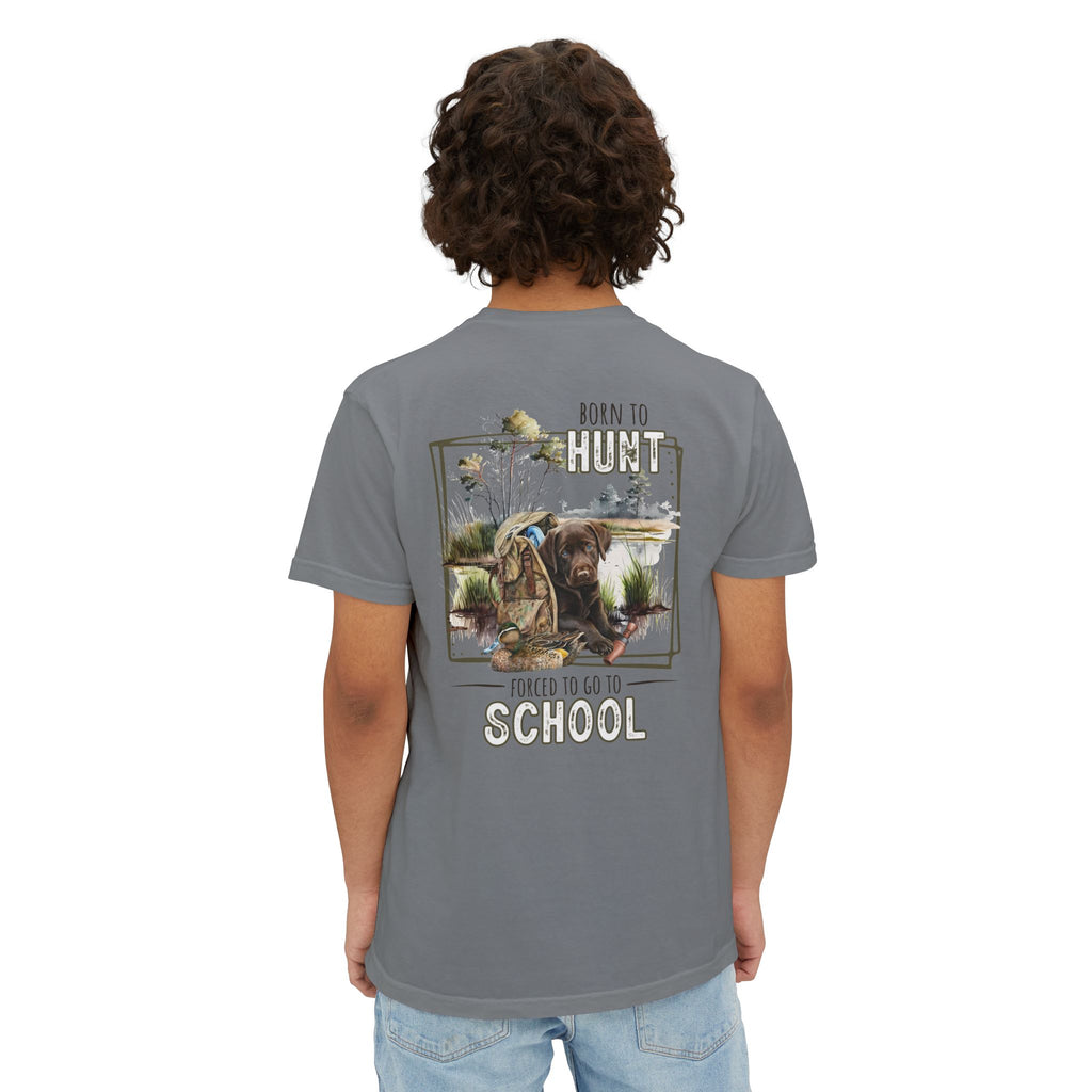 Black belt outfitters Born hunt forced school, southern guy design, ole boy , duck hunting dog, hunting Unisex Garment-Dyed Pocket T-Shirt
