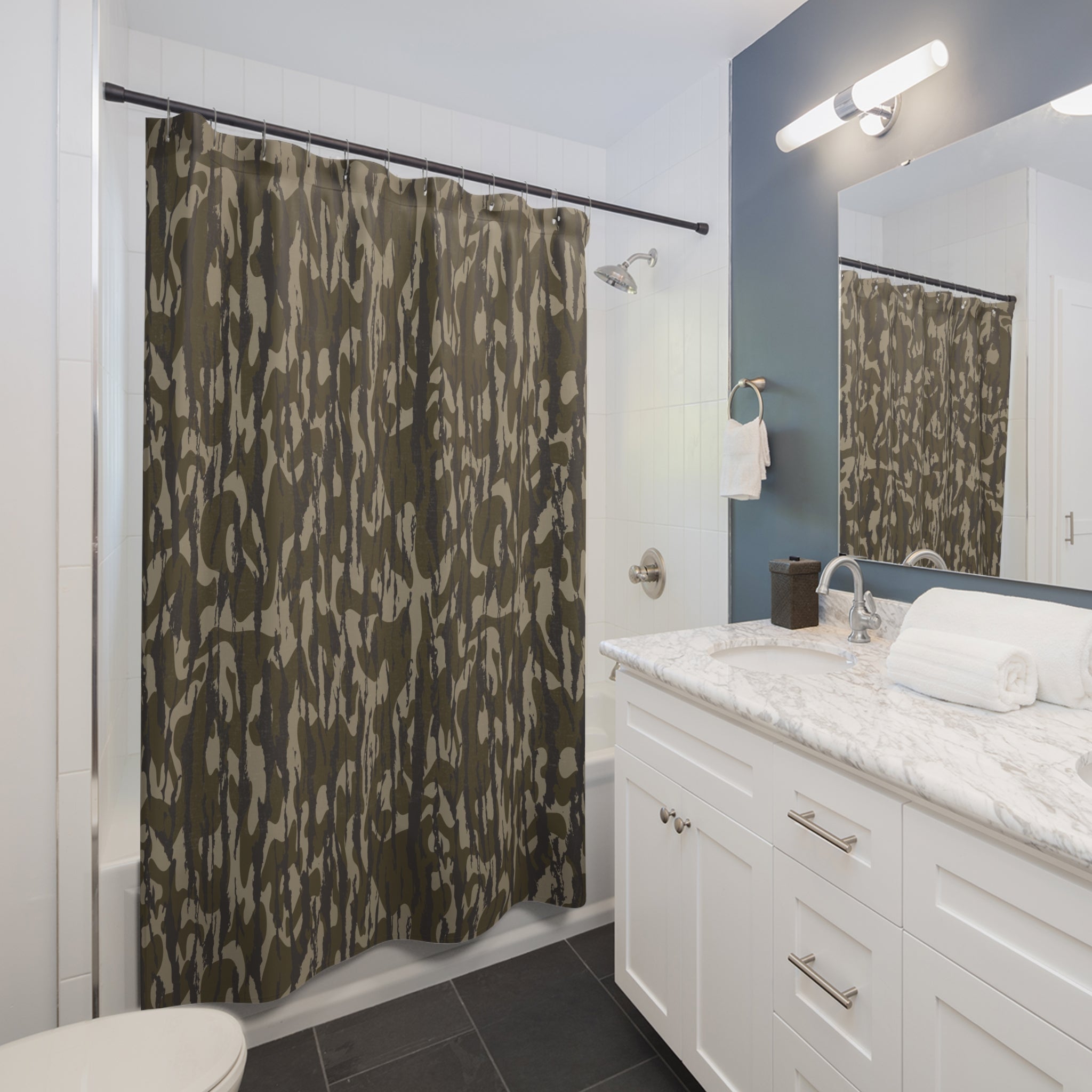 Trendy Camo Shower Curtain, Modern Bathroom Decor, Unique Gift for Nature Lovers, Rustic Shower Curtain, Home Essentials, Bathroom